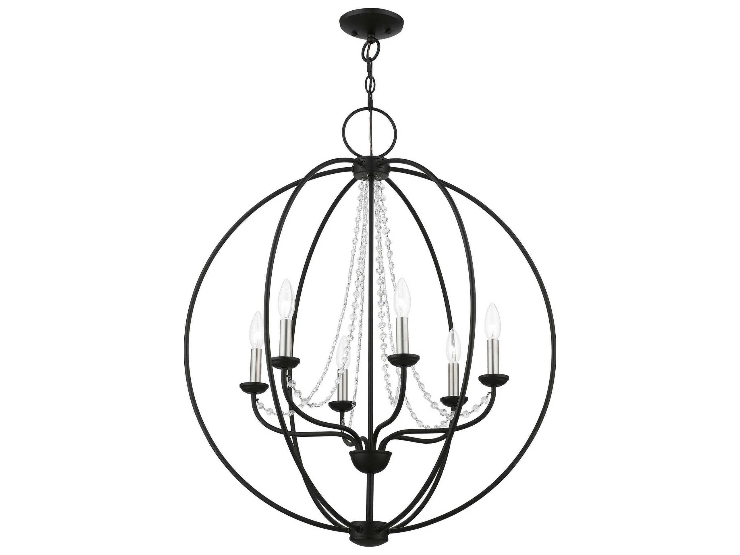 Livex Lighting Arabella 6-Light Black Brushed Nickel Crystal Candelabra Chandelier