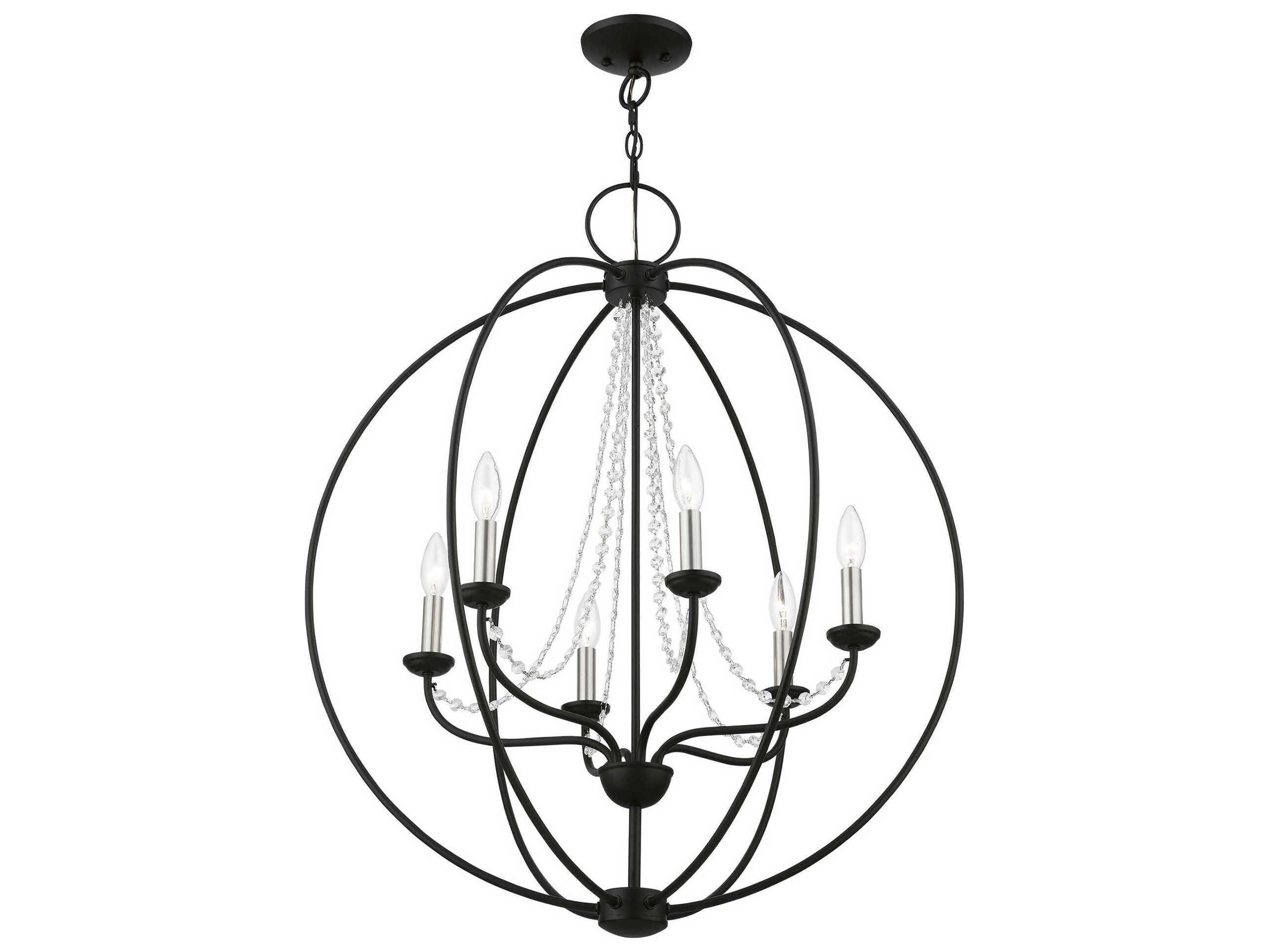 Livex Lighting Arabella 6-Light Black Brushed Nickel Crystal Candelabra Chandelier