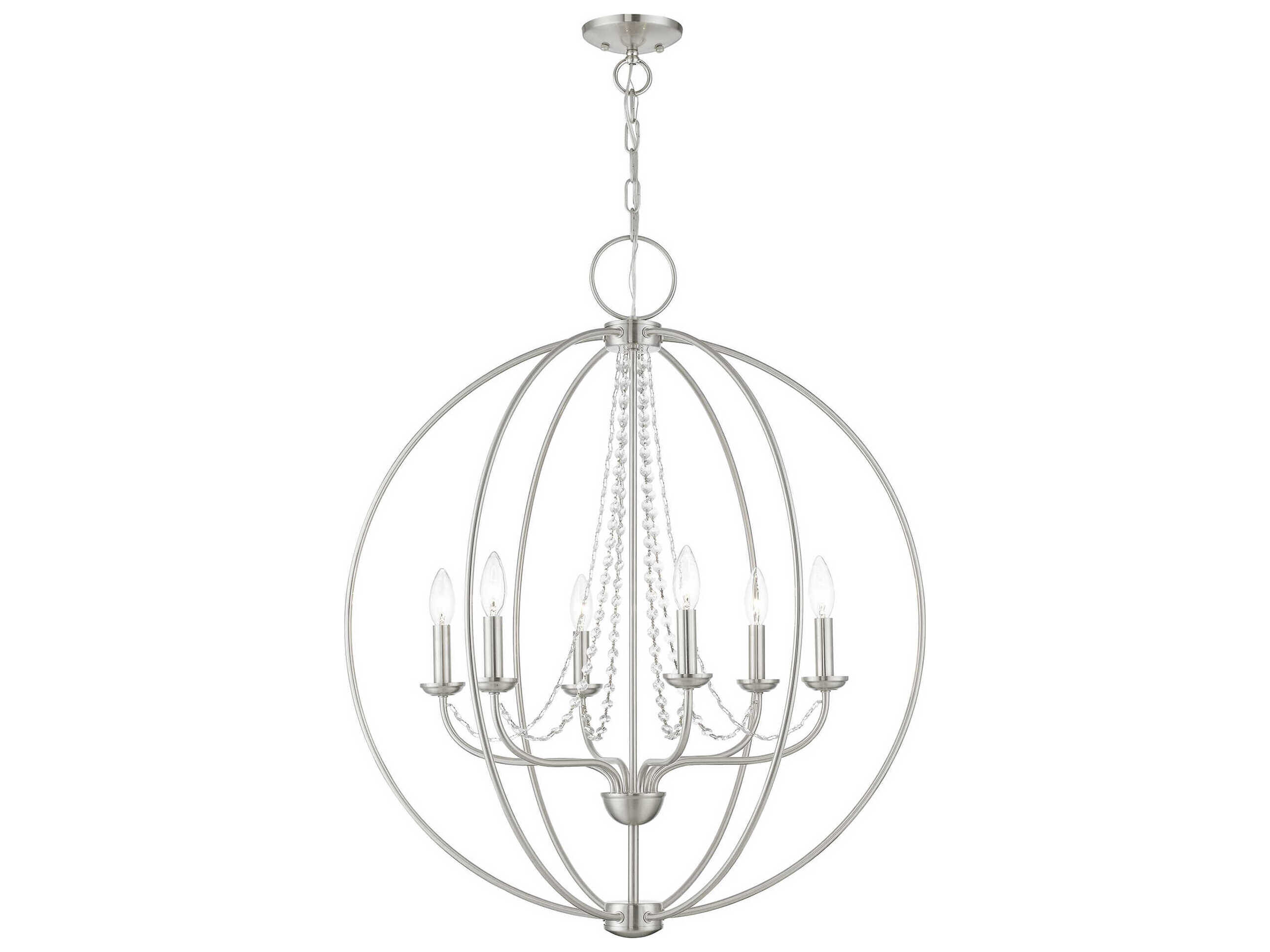 Livex Lighting Arabella 6-Light Brushed Nickel Crystal Candelabra Chandelier