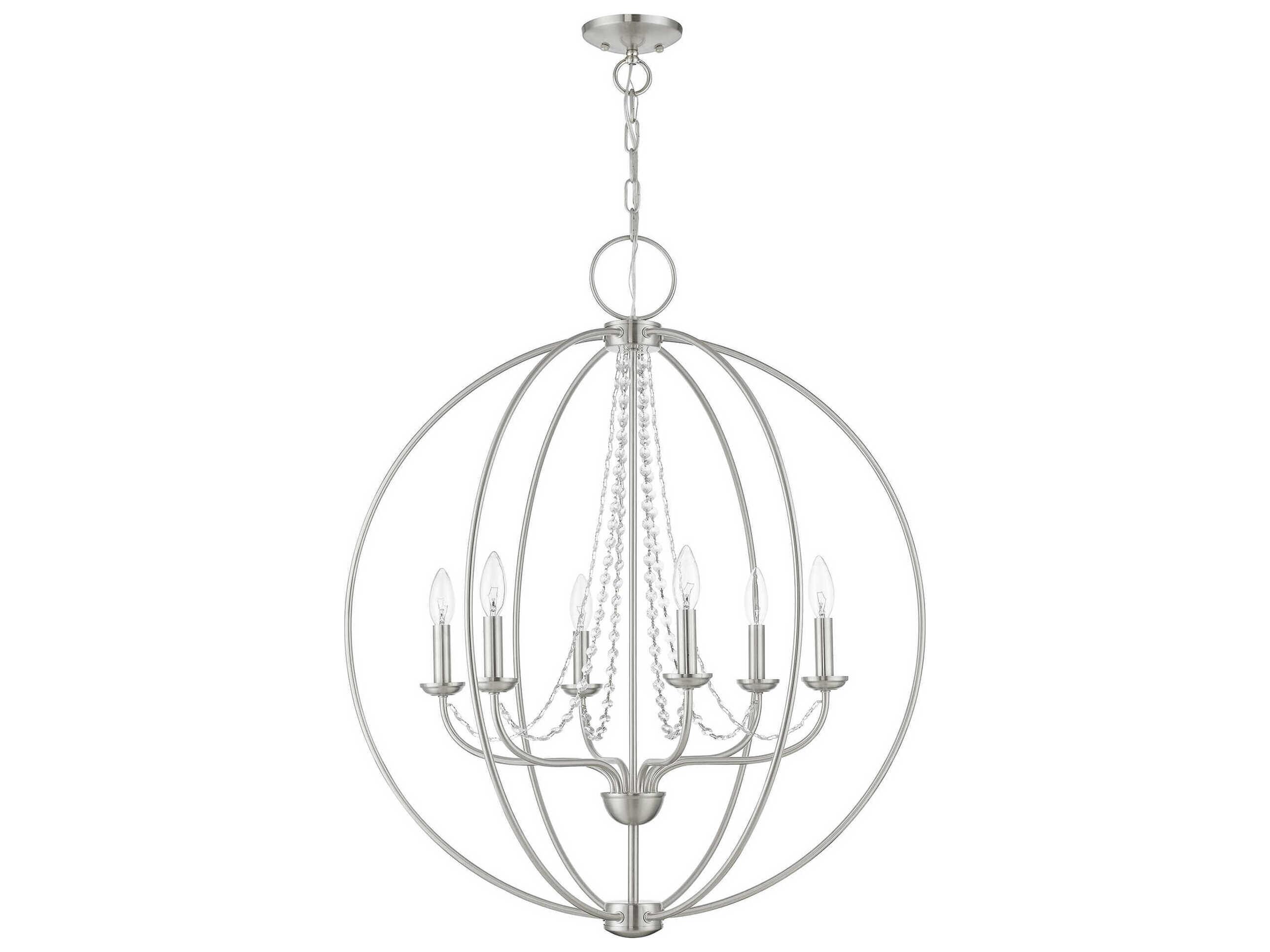 Livex Lighting Arabella 6-Light Brushed Nickel Crystal Candelabra Chandelier