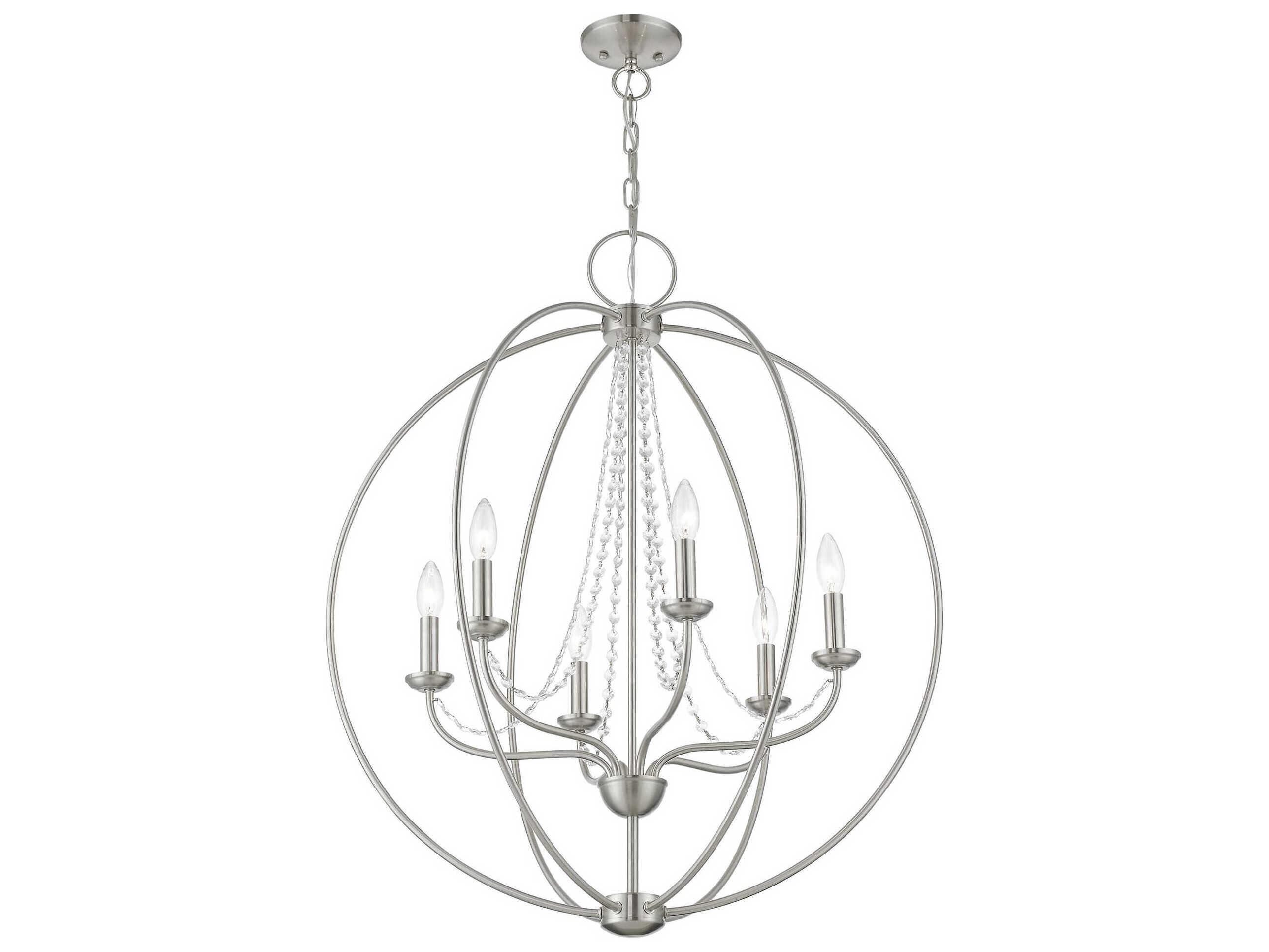 Livex Lighting Arabella 6-Light Brushed Nickel Crystal Candelabra Chandelier