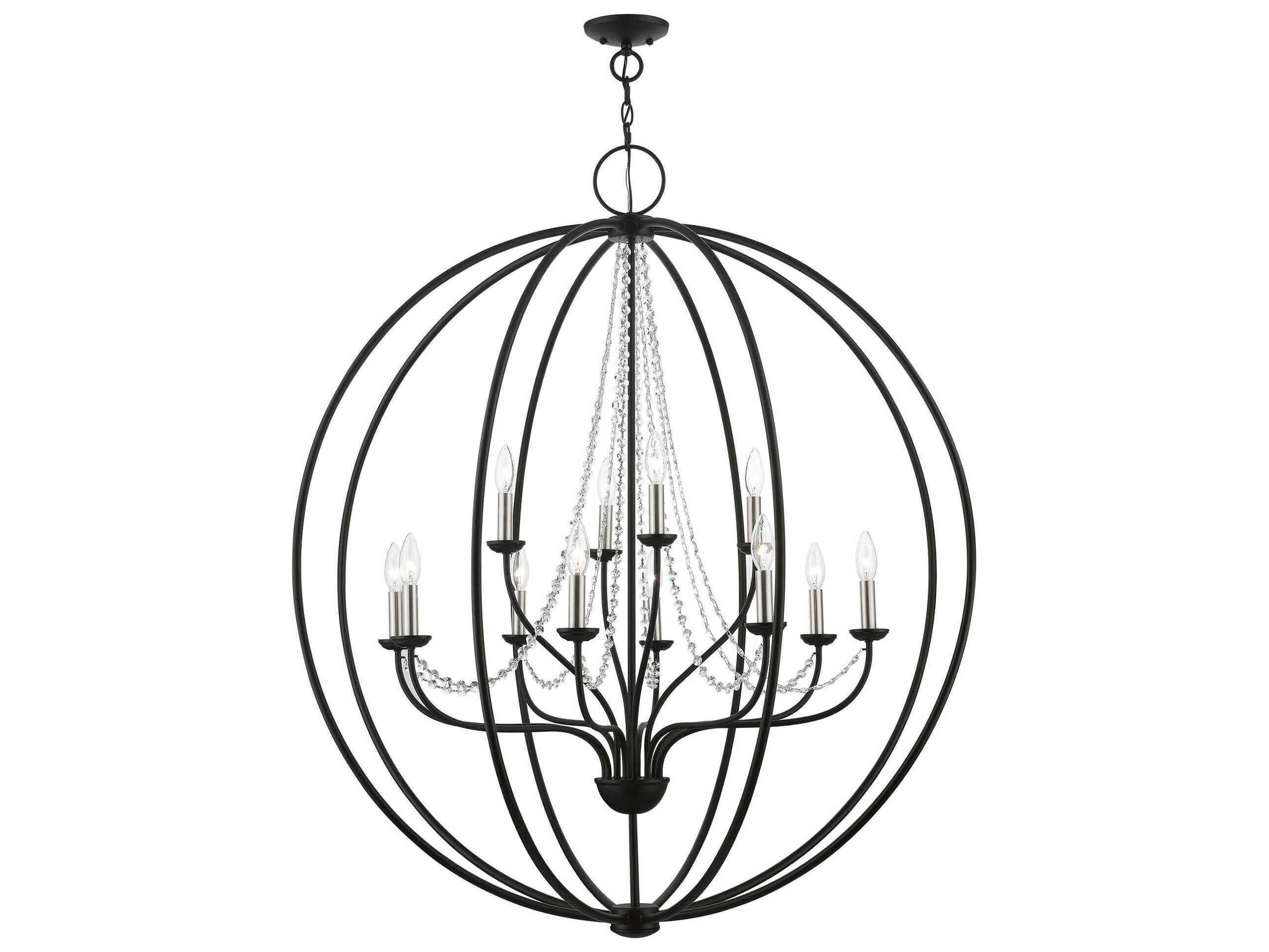 Livex Lighting Arabella 12-Light Black Brushed Nickel Crystal Candelabra Chandelier