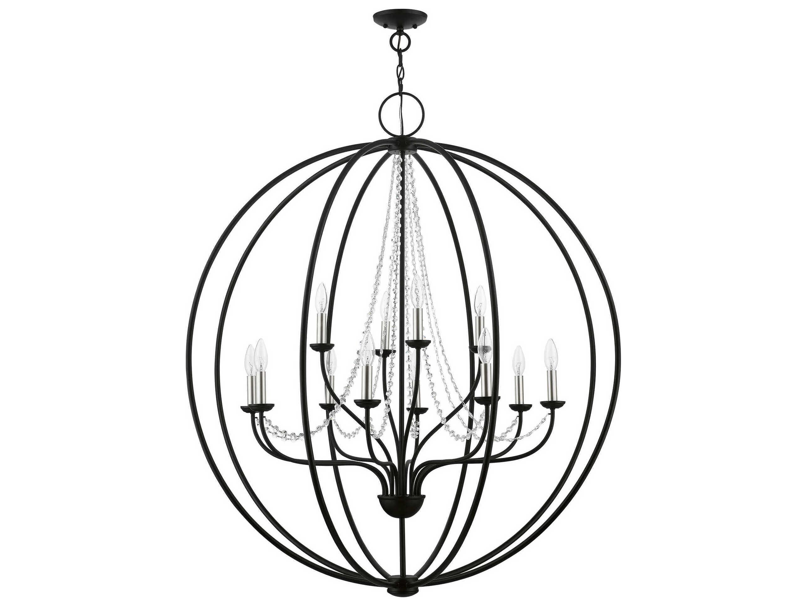 Livex Lighting Arabella 12-Light Black Brushed Nickel Crystal Candelabra Chandelier