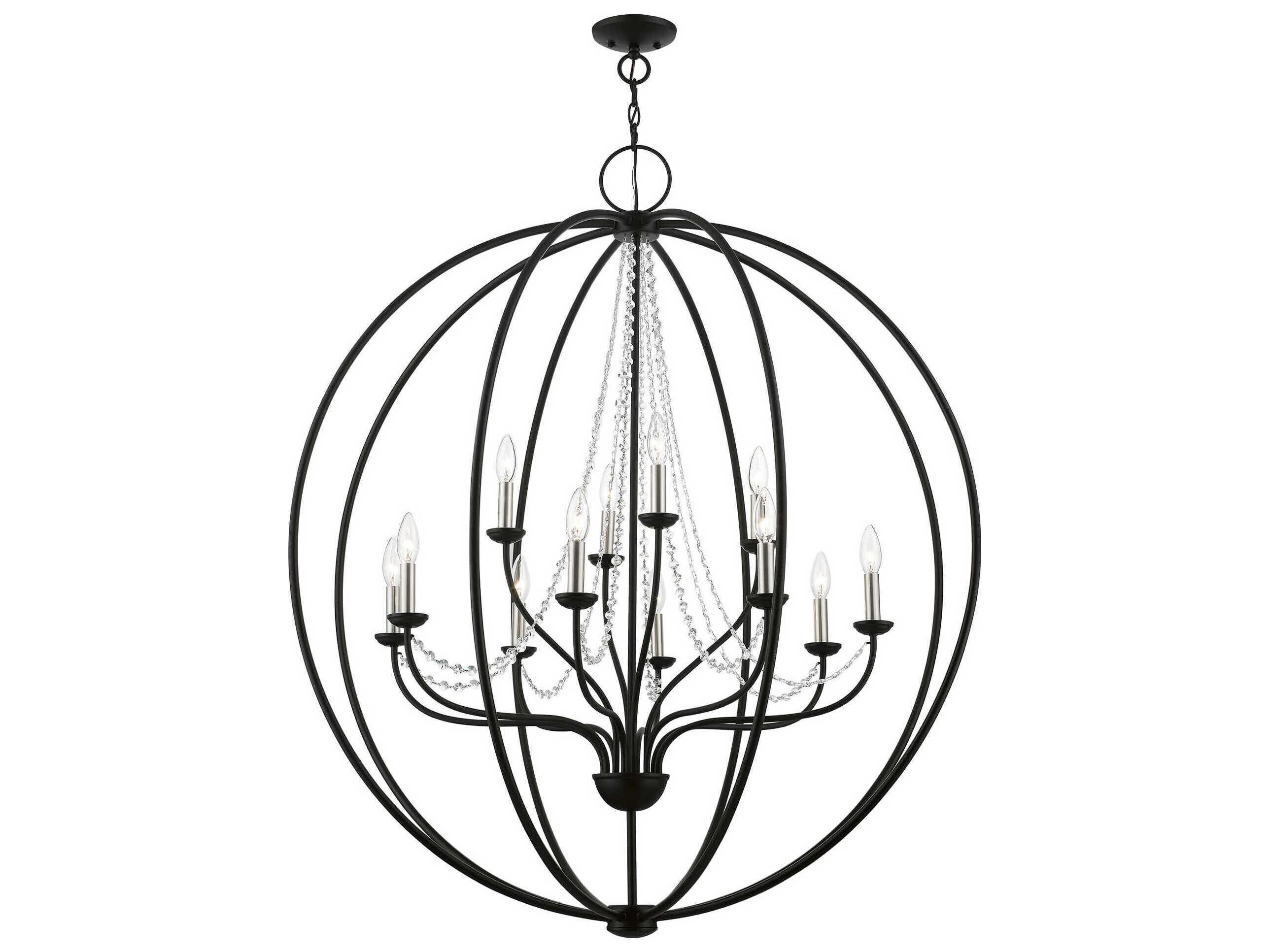 Livex Lighting Arabella 12-Light Black Brushed Nickel Crystal Candelabra Chandelier