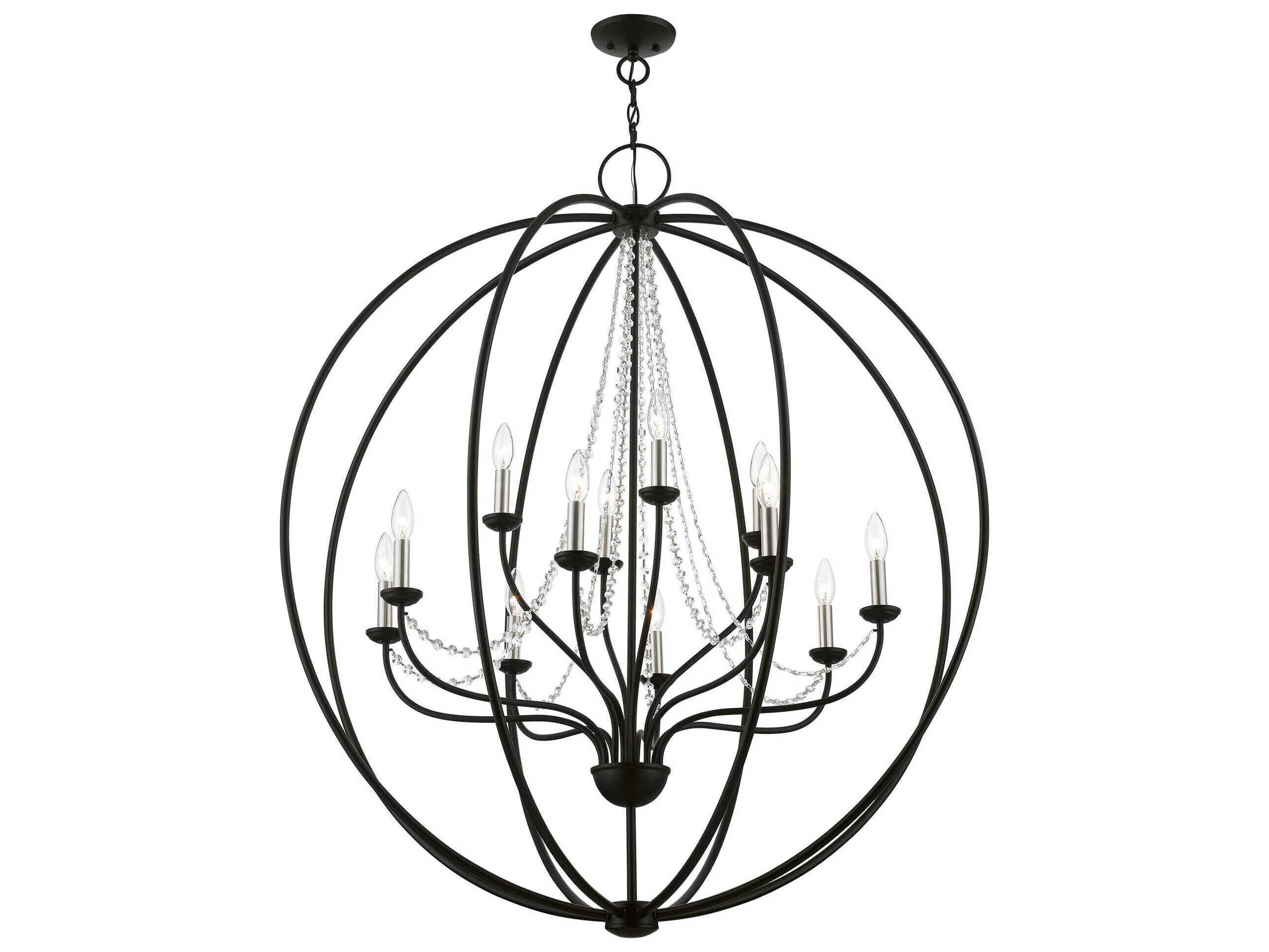 Livex Lighting Arabella 12-Light Black Brushed Nickel Crystal Candelabra Chandelier