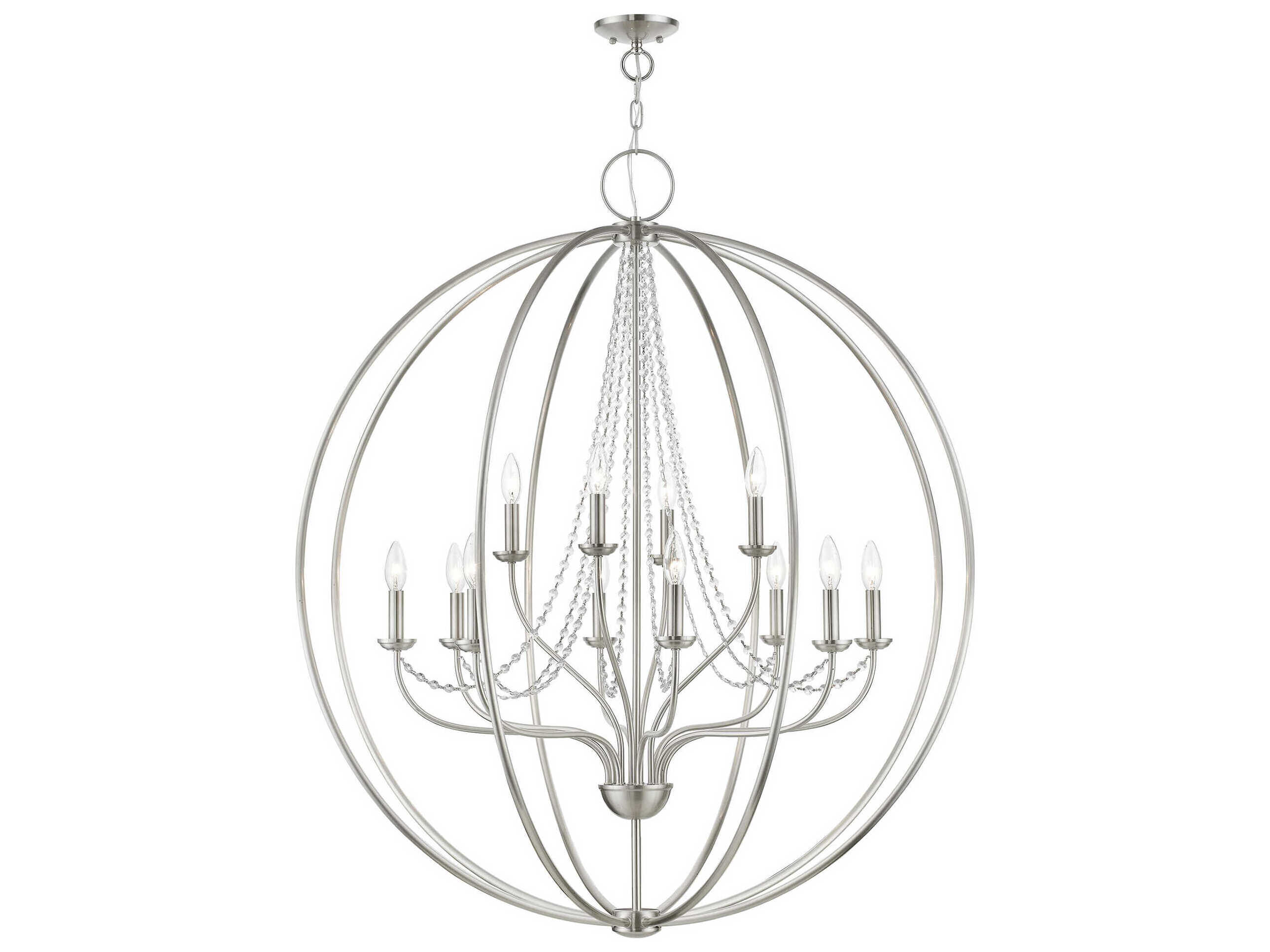 Livex Lighting Arabella 12-Light Brushed Nickel Crystal Candelabra Chandelier