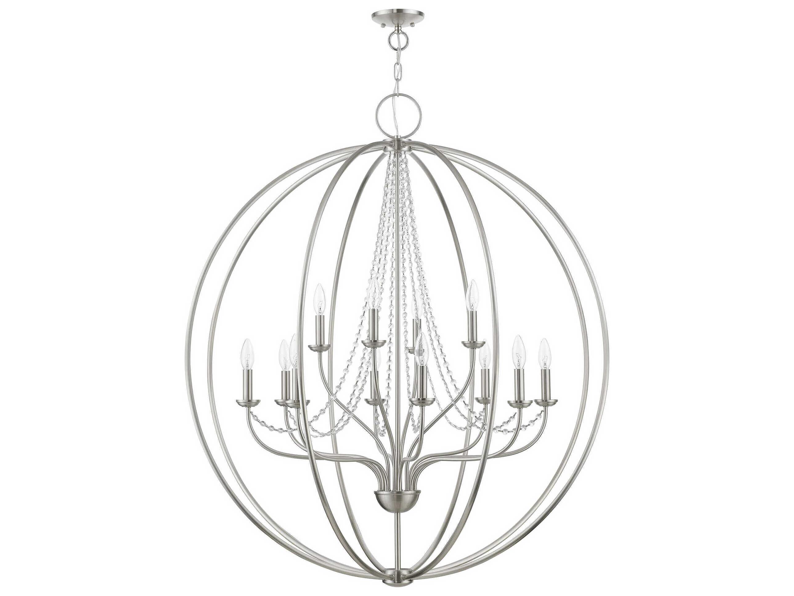 Livex Lighting Arabella 12-Light Brushed Nickel Crystal Candelabra Chandelier