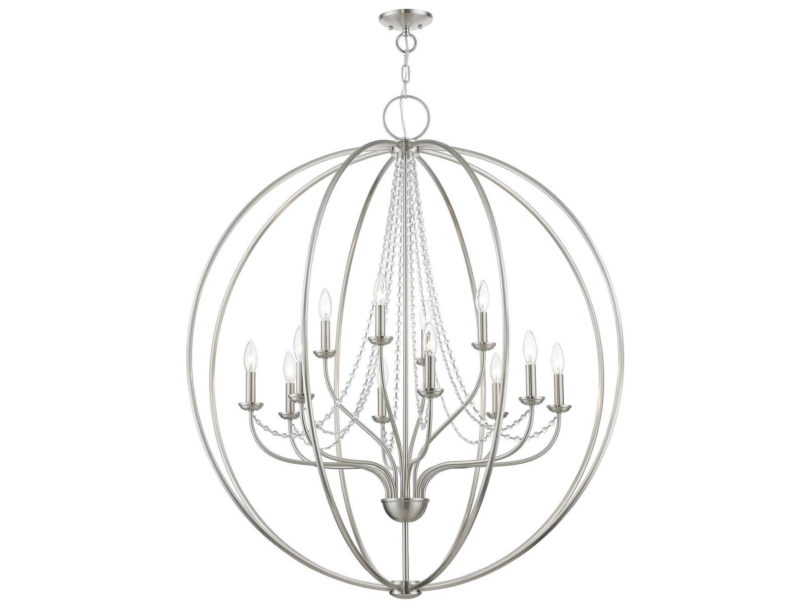 Livex Lighting Arabella 12-Light Brushed Nickel Crystal Candelabra Chandelier