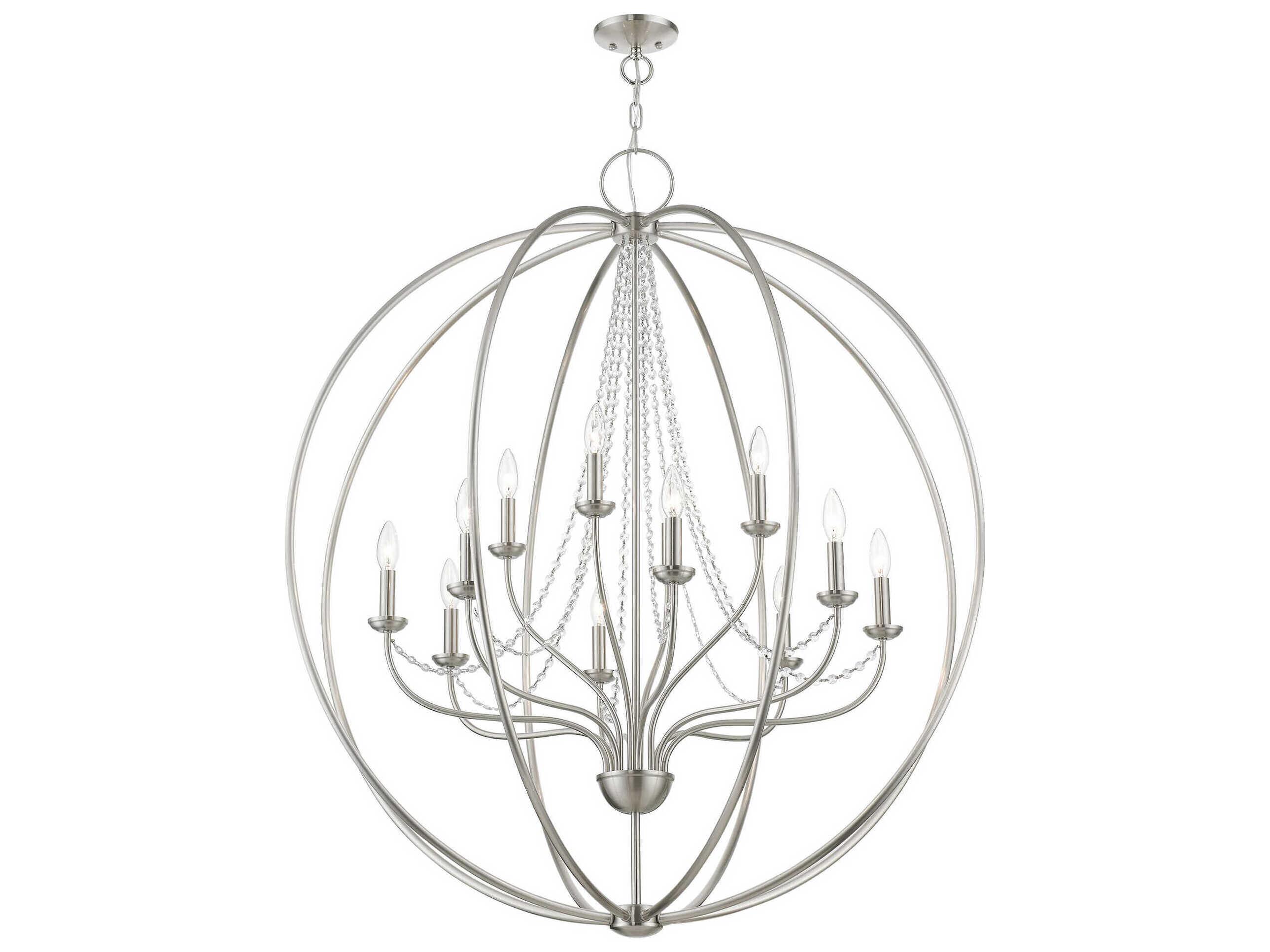 Livex Lighting Arabella 12-Light Brushed Nickel Crystal Candelabra Chandelier