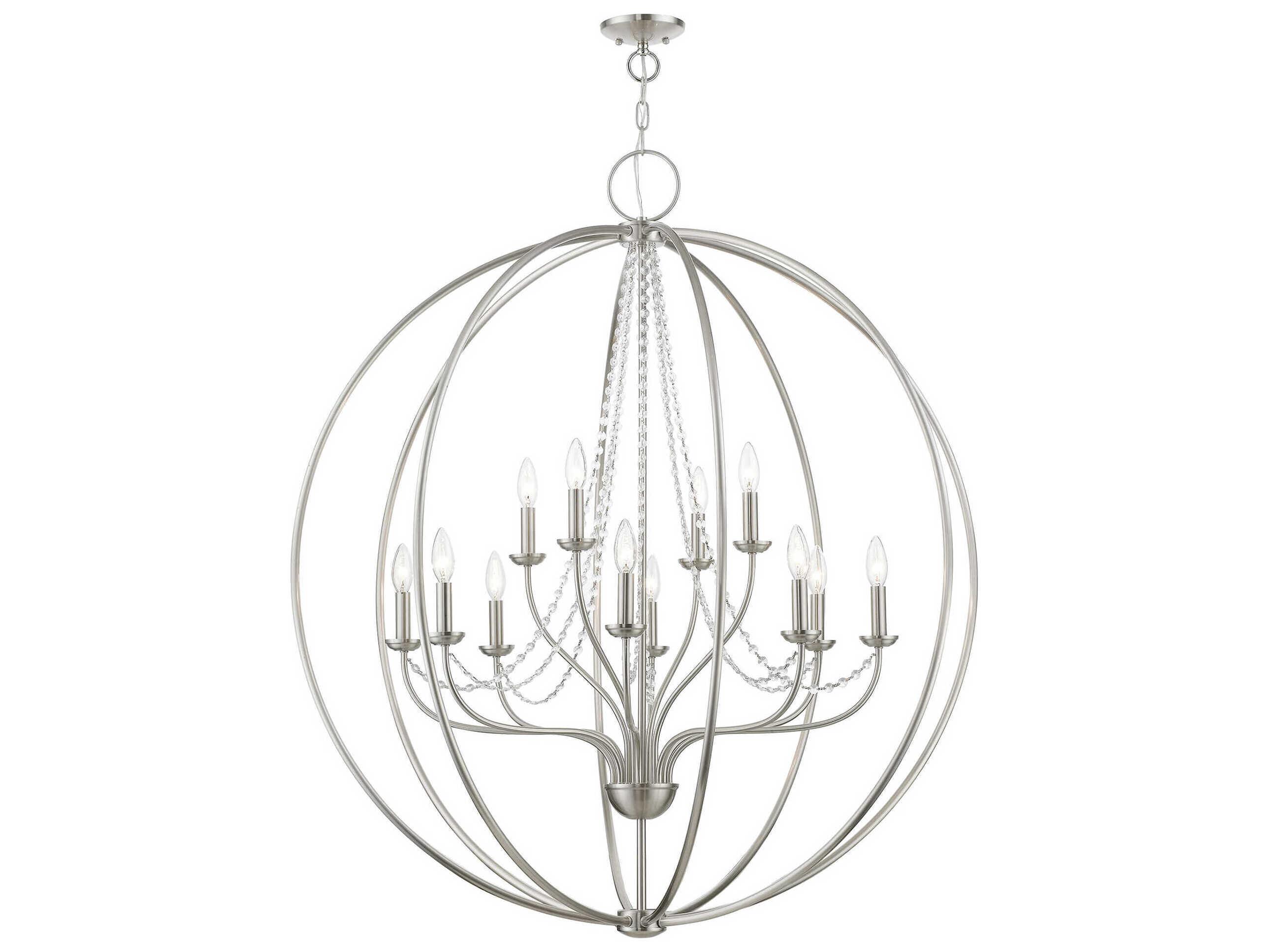 Livex Lighting Arabella 12-Light Brushed Nickel Crystal Candelabra Chandelier
