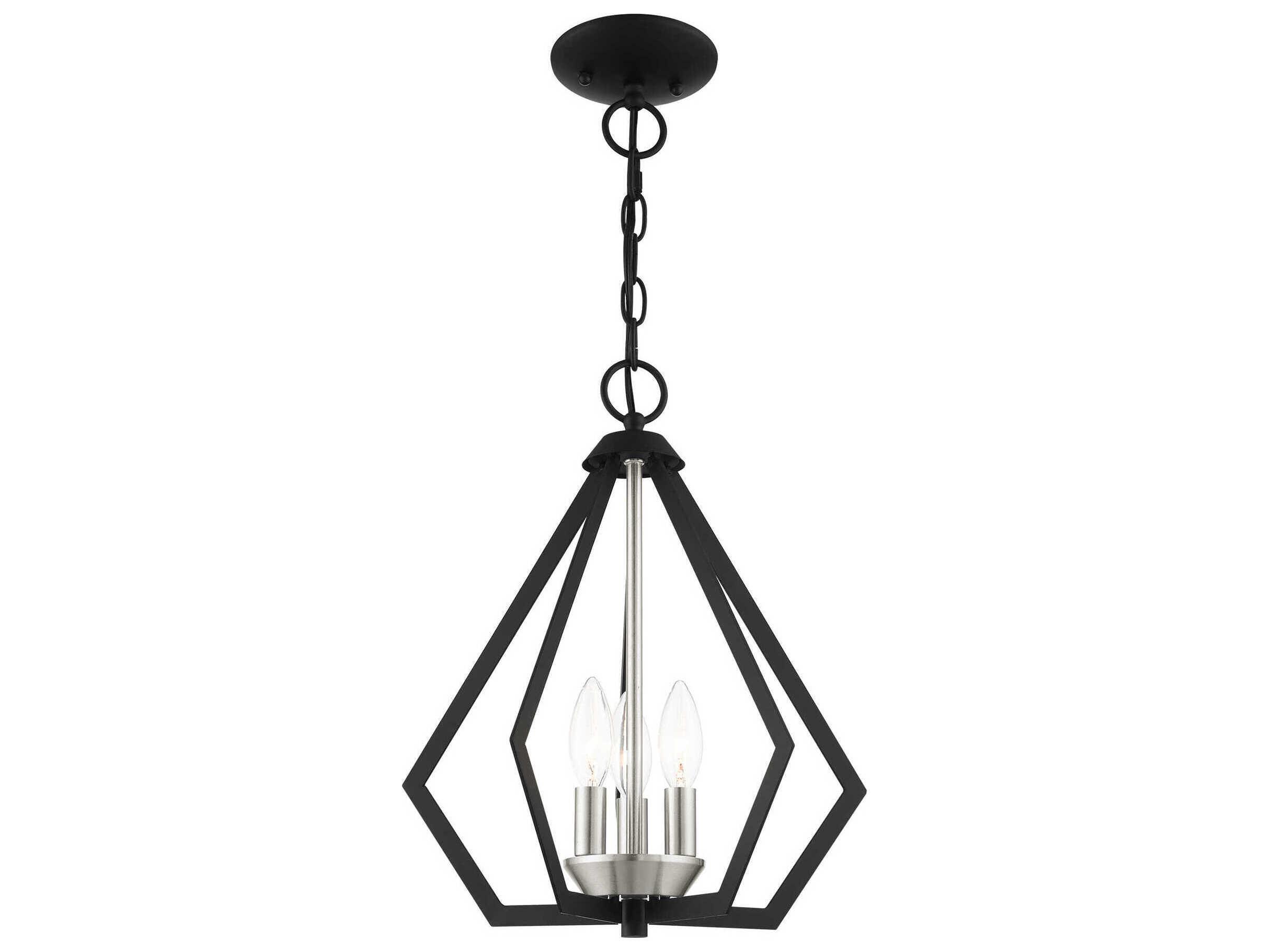 Livex Lighting Prism 3-Light Black Brushed Nickel Pendant