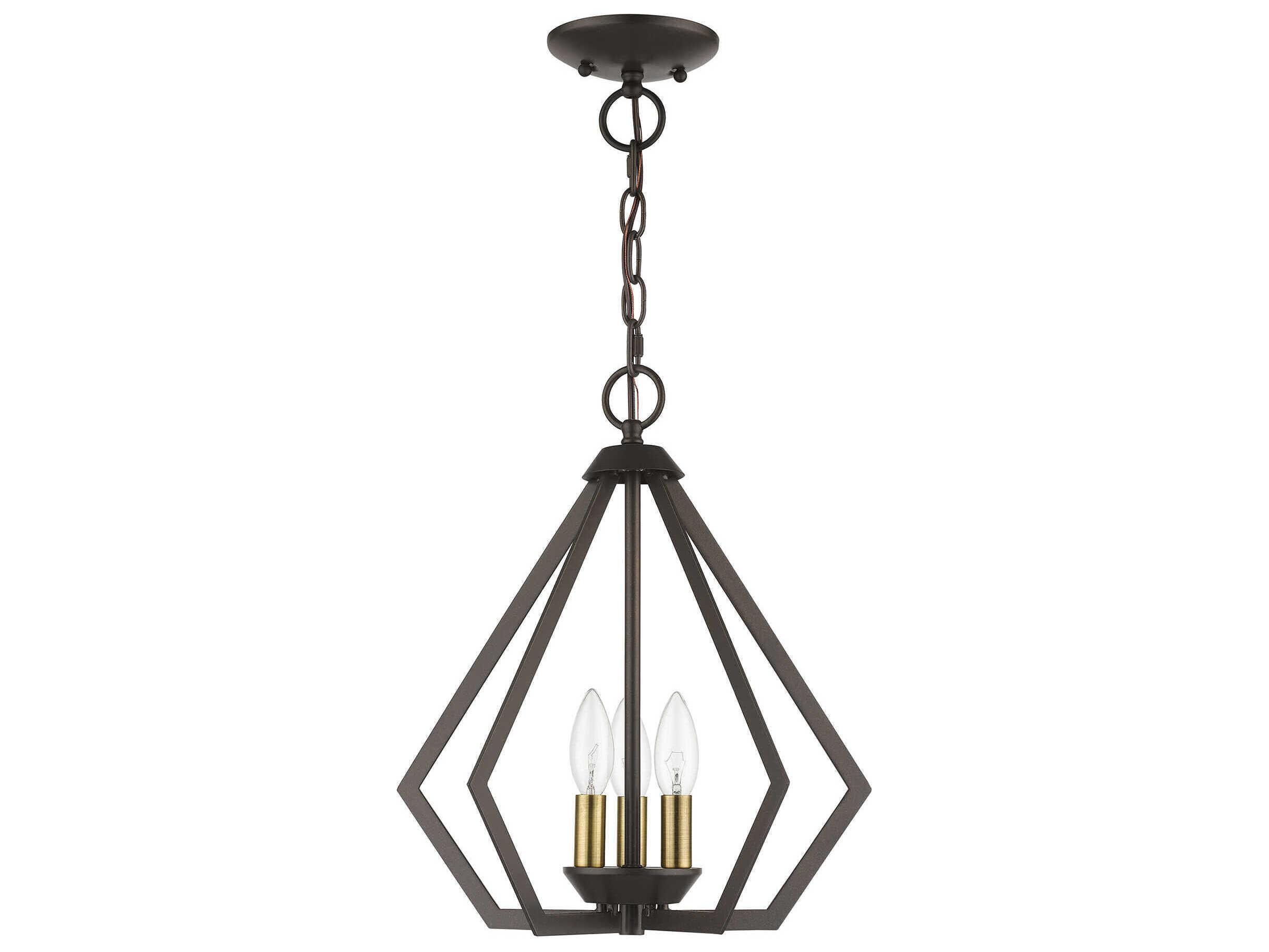Livex Lighting Prism 3-Light English Bronze Antique Brass Geometric Pendant