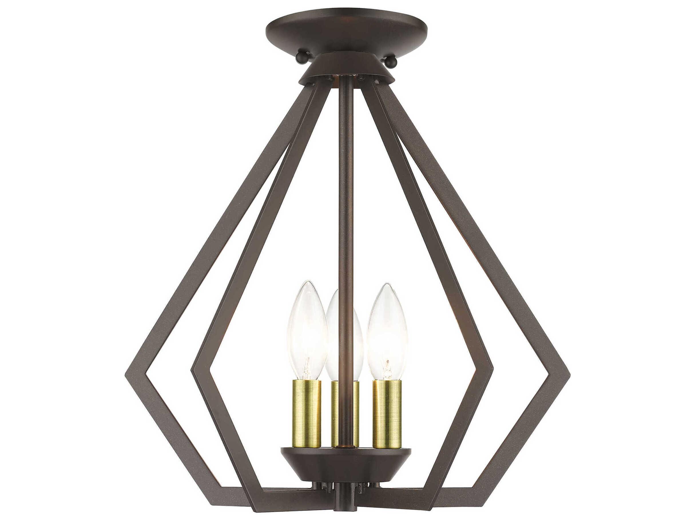 Livex Lighting Prism 3-Light English Bronze Antique Brass Geometric Pendant