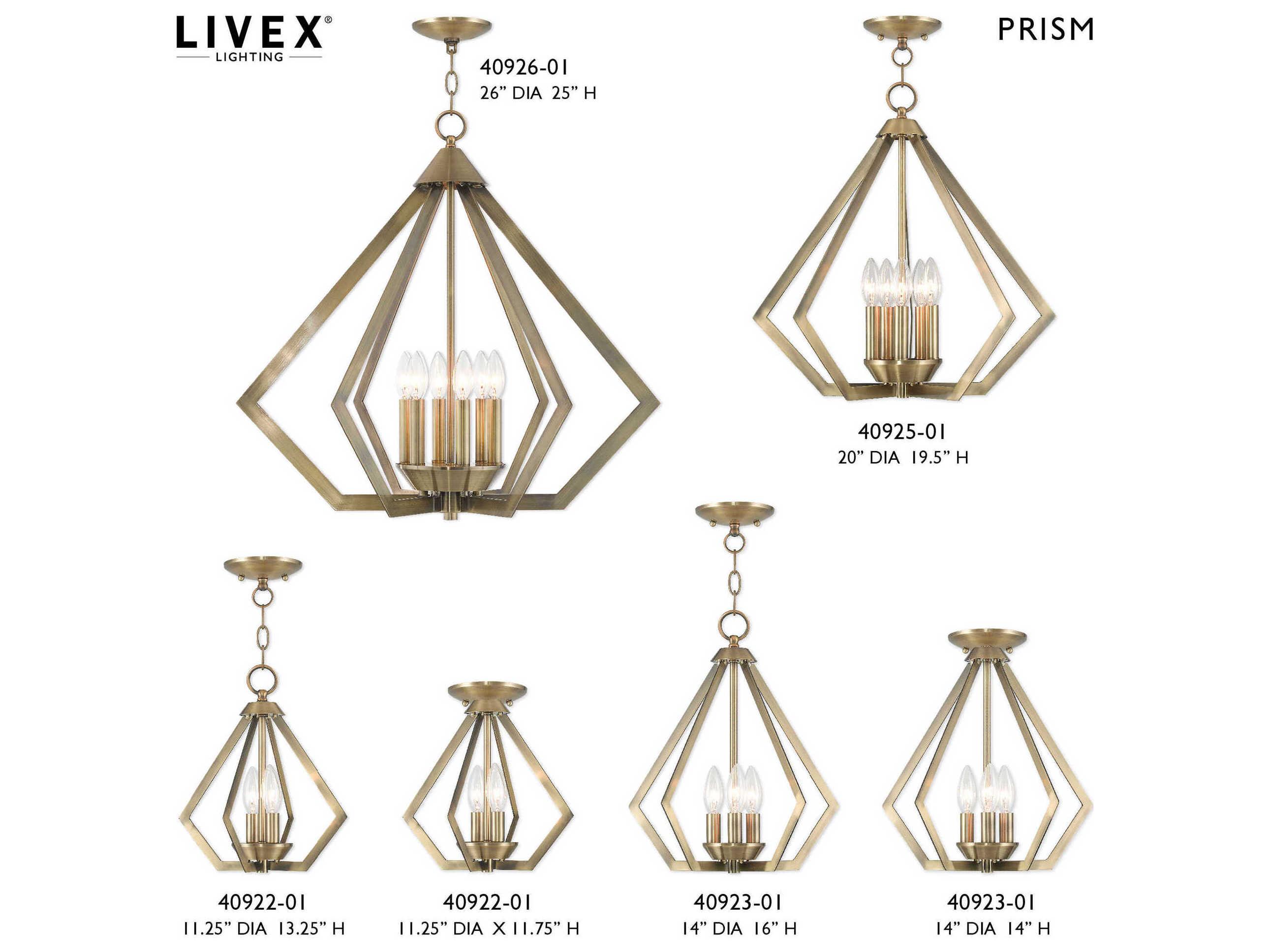 Livex Lighting Prism 5-Light Antique Brass Pendant