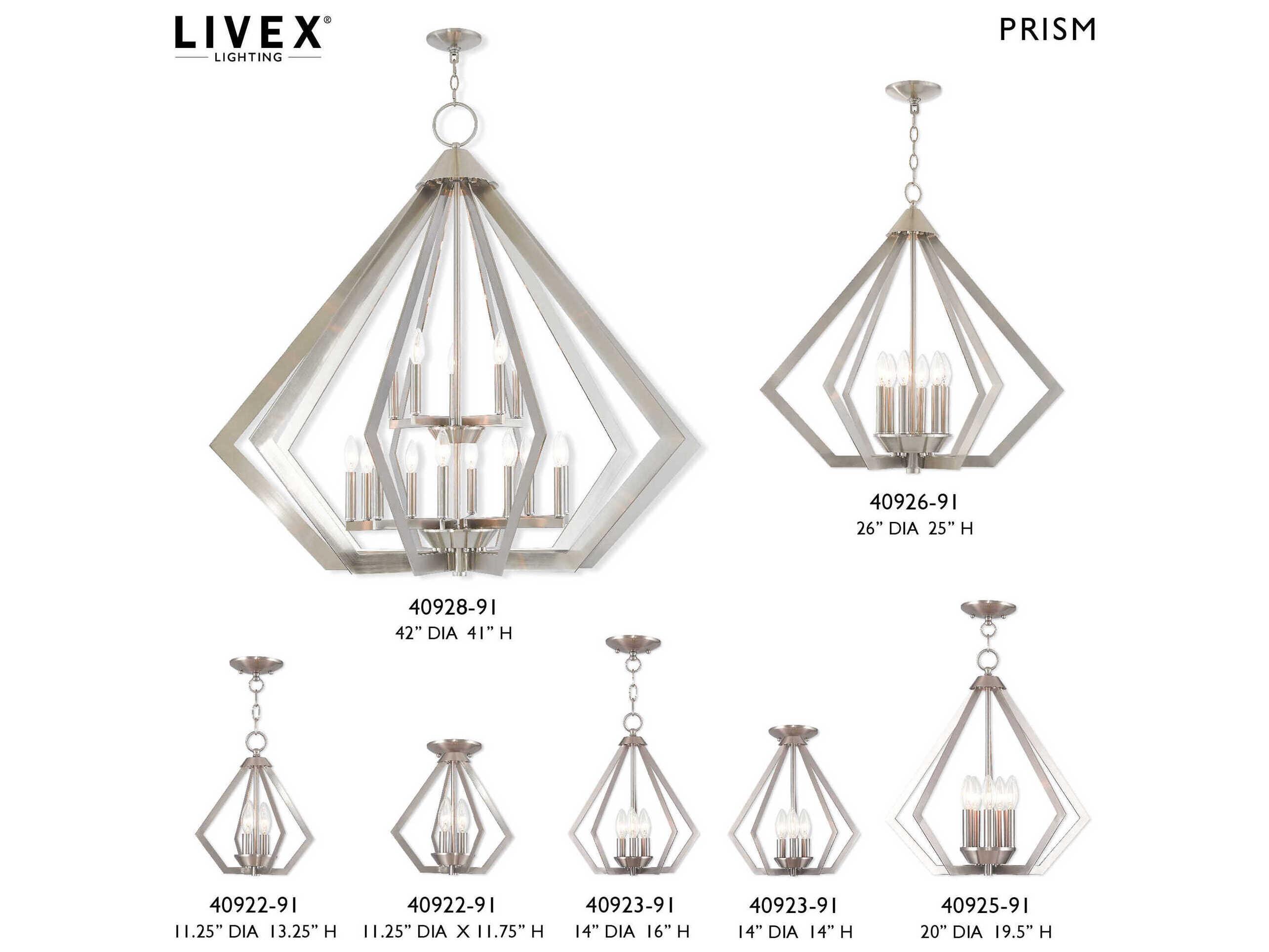 Livex Lighting Prism 5-Light Brushed Nickel Pendant