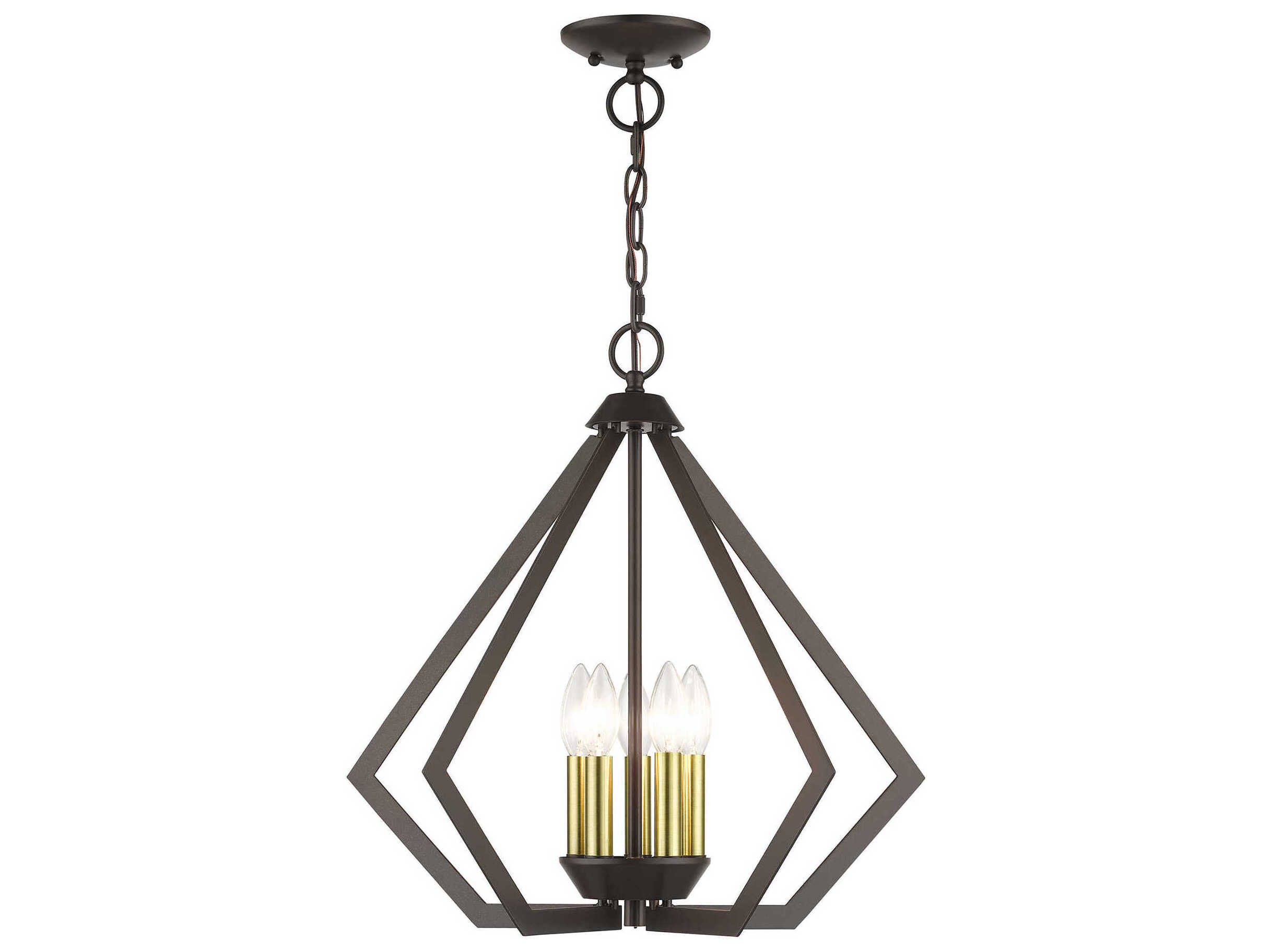 Livex Lighting Prism 5-Light English Bronze Antique Brass Geometric Pendant