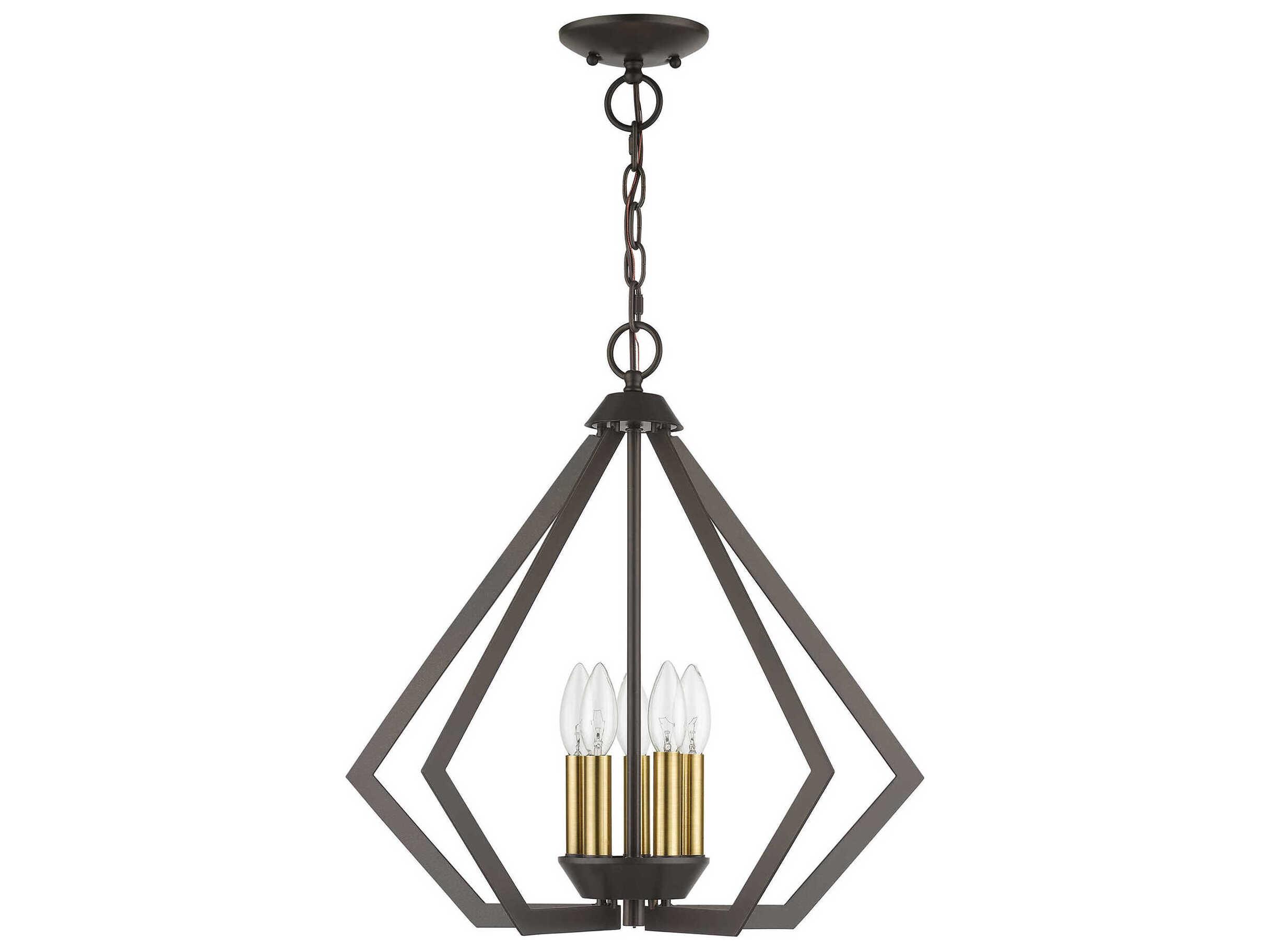 Livex Lighting Prism 5-Light English Bronze Antique Brass Geometric Pendant