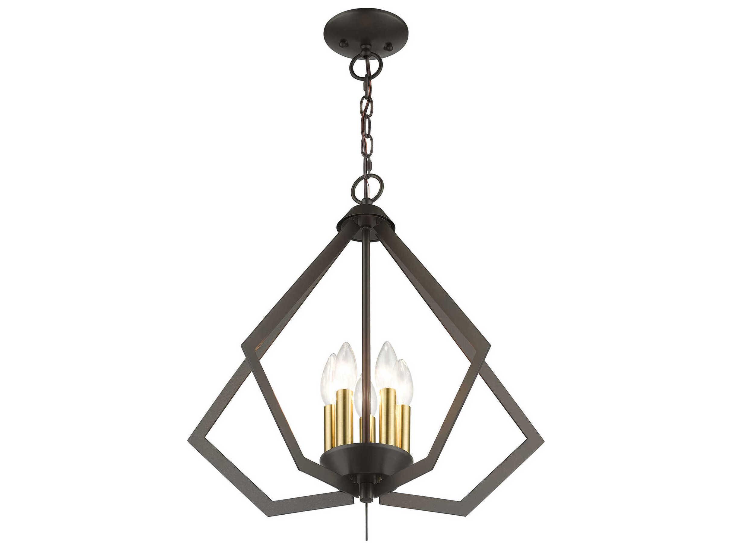 Livex Lighting Prism 5-Light English Bronze Antique Brass Geometric Pendant