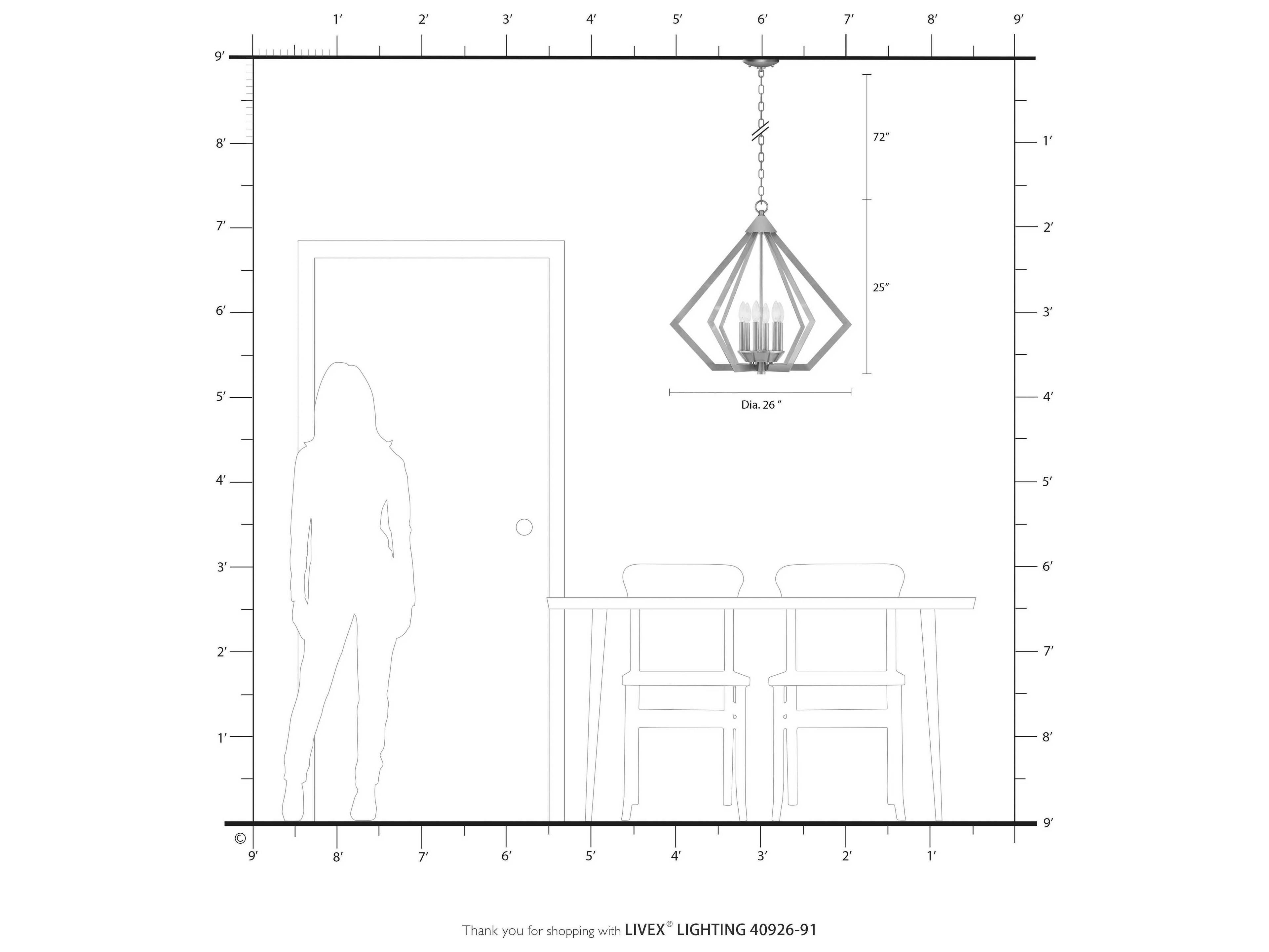 Livex Lighting Prism 6-Light Brushed Nickel Pendant