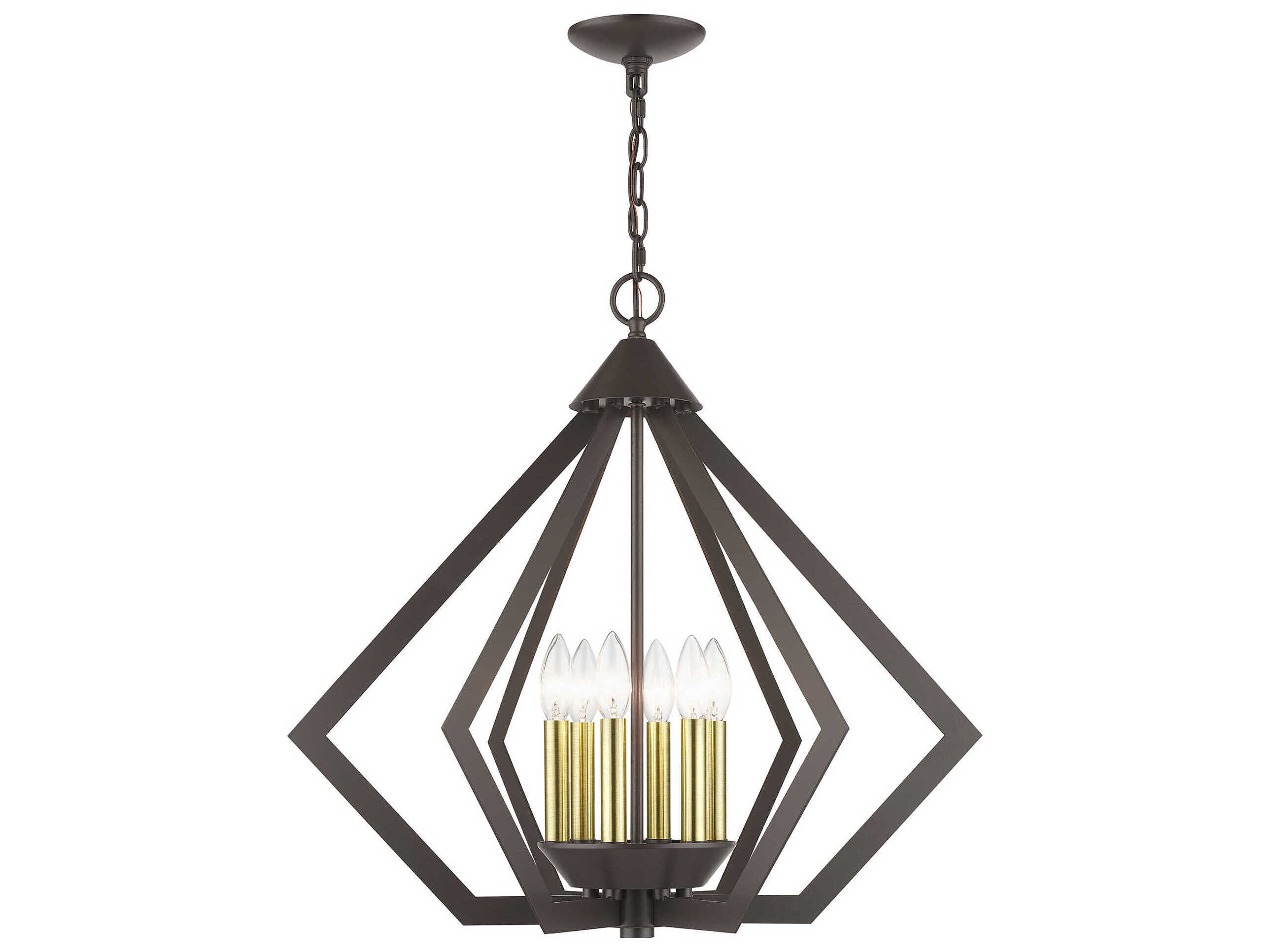 Livex Lighting Prism 6-Light English Bronze Antique Brass Geometric Pendant
