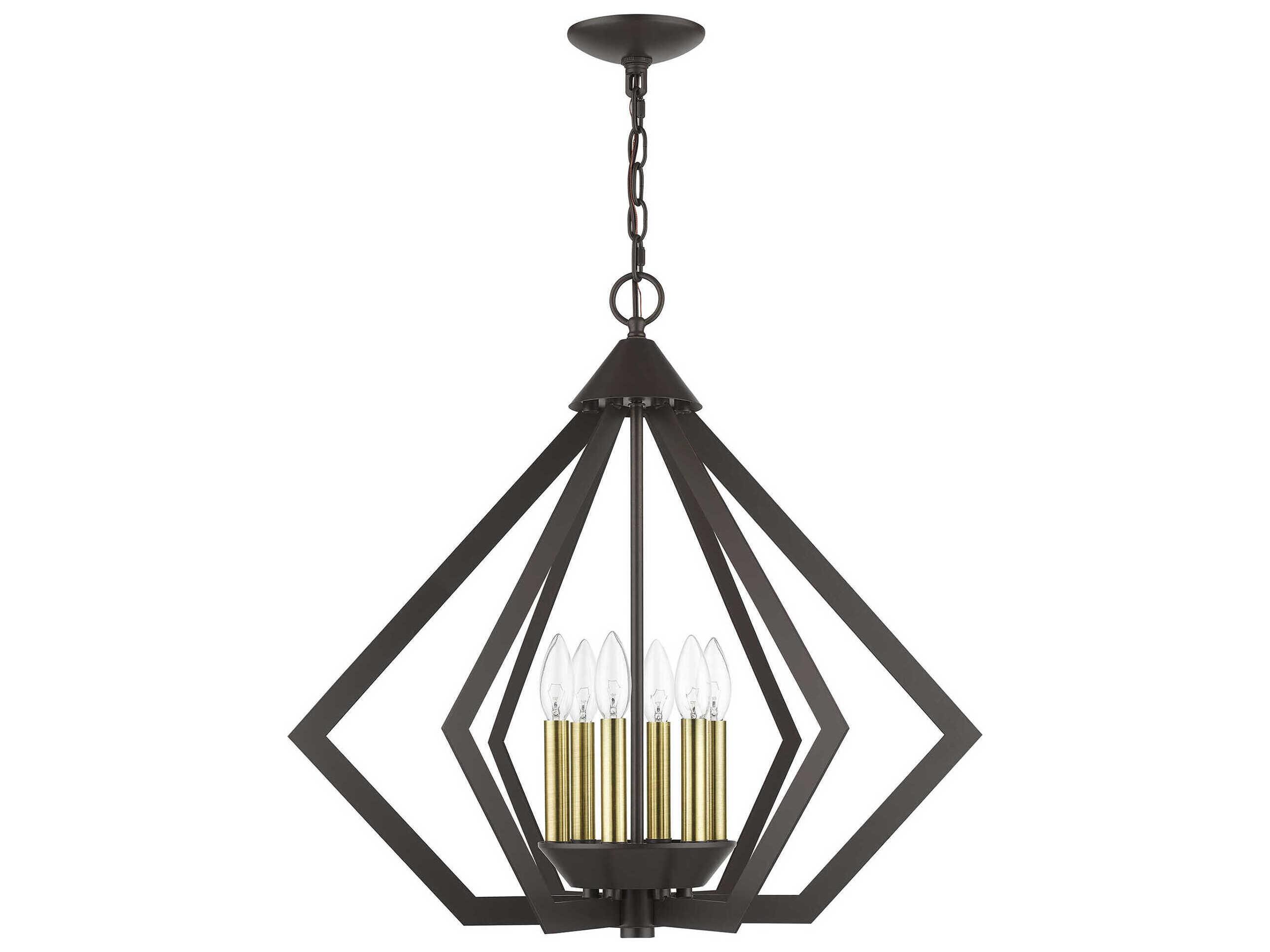 Livex Lighting Prism 6-Light English Bronze Antique Brass Geometric Pendant