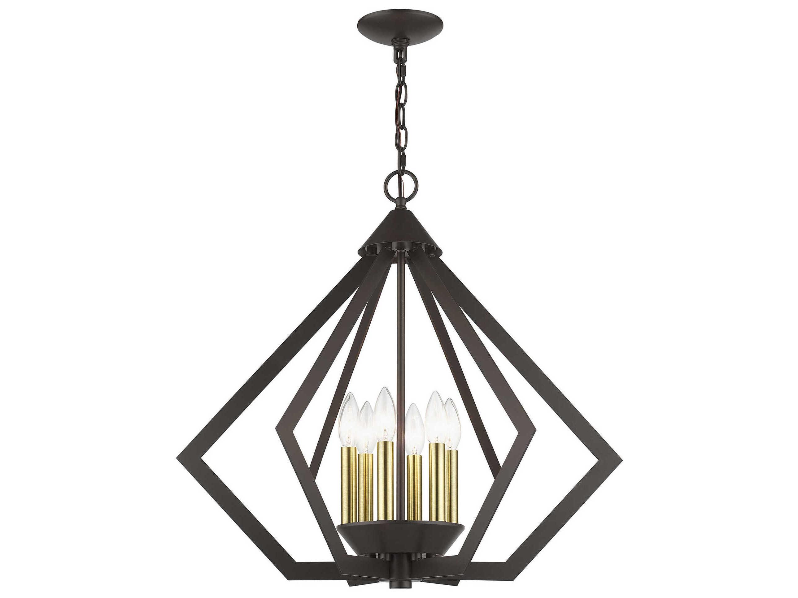 Livex Lighting Prism 6-Light English Bronze Antique Brass Geometric Pendant