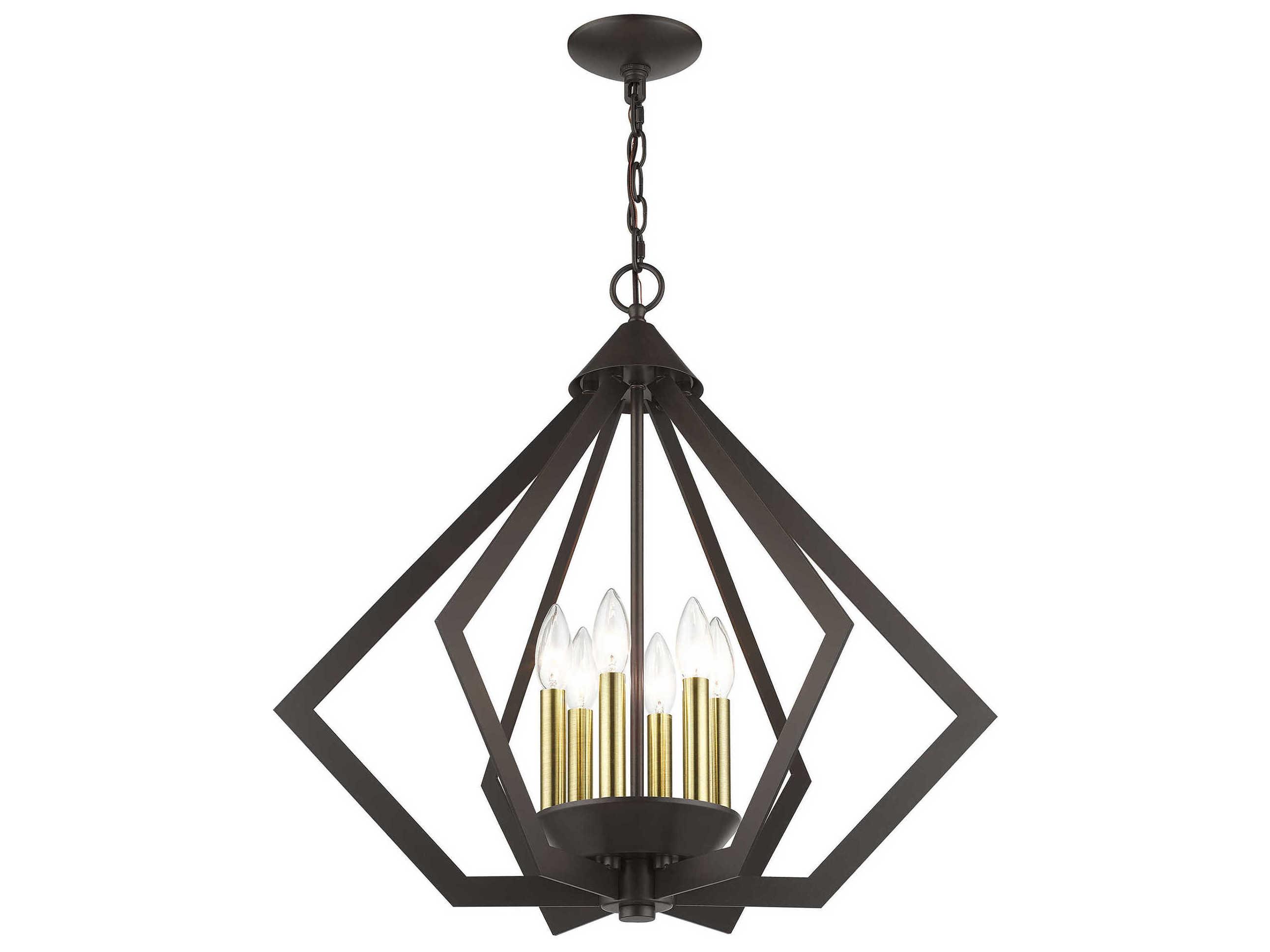 Livex Lighting Prism 6-Light English Bronze Antique Brass Geometric Pendant