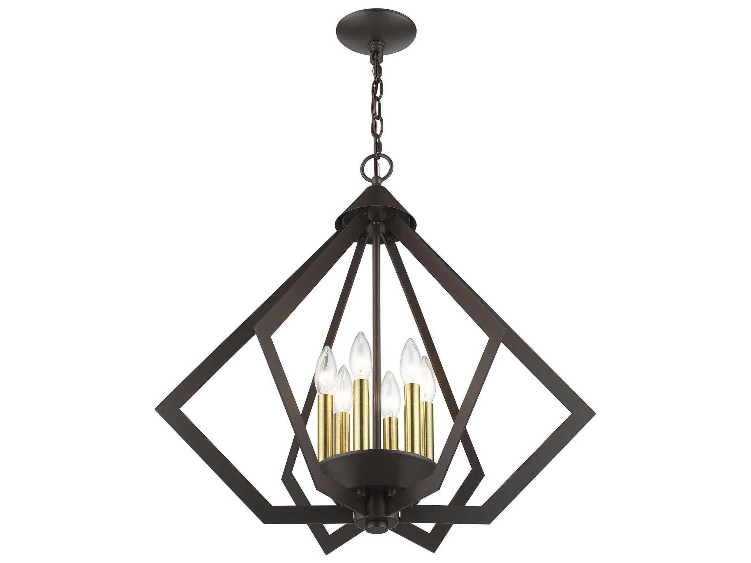 Livex Lighting Prism 6-Light English Bronze Antique Brass Geometric Pendant