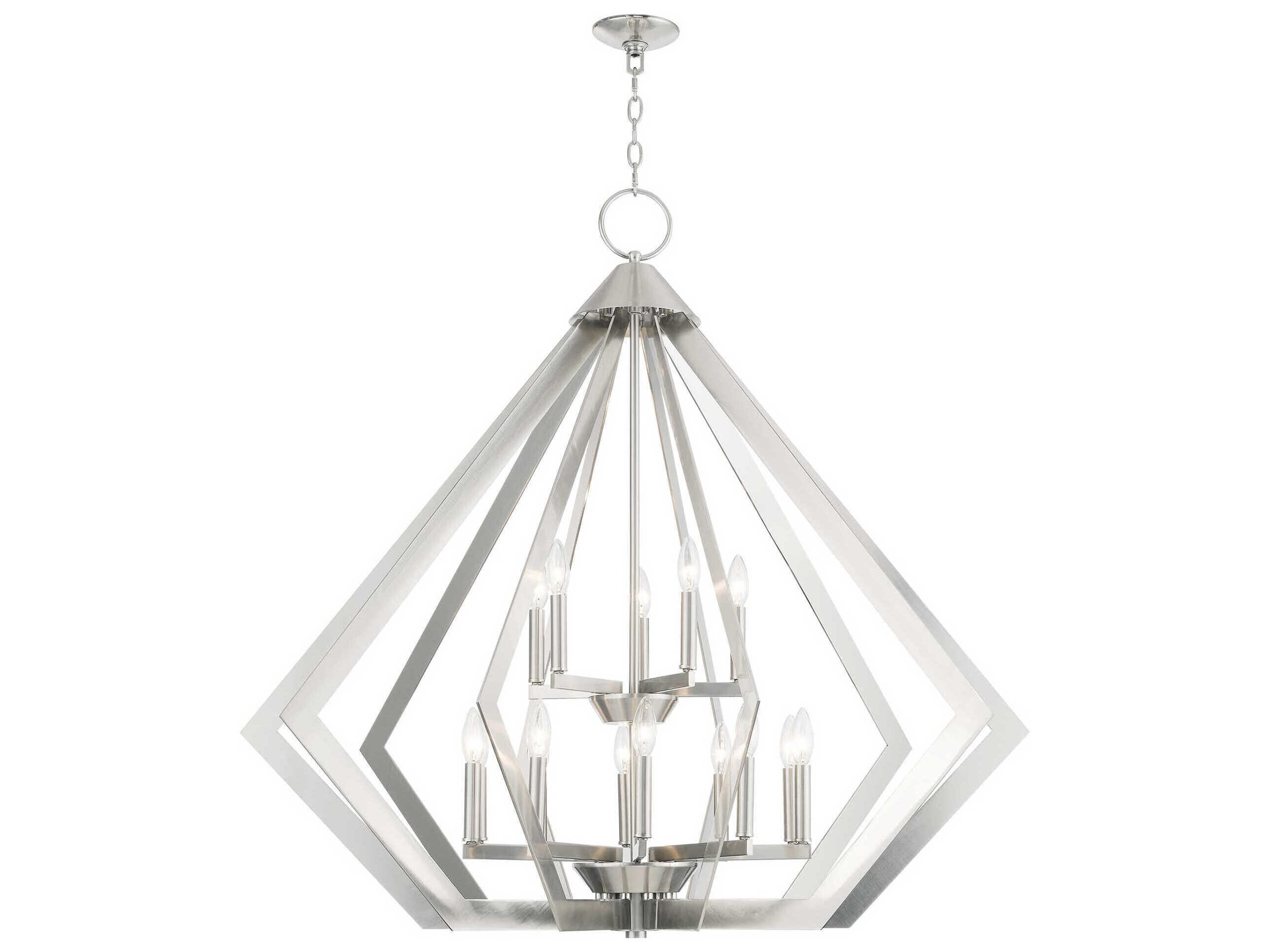 Livex Lighting Prism 15-Light Brushed Nickel Candelabra Tiered Chandelier