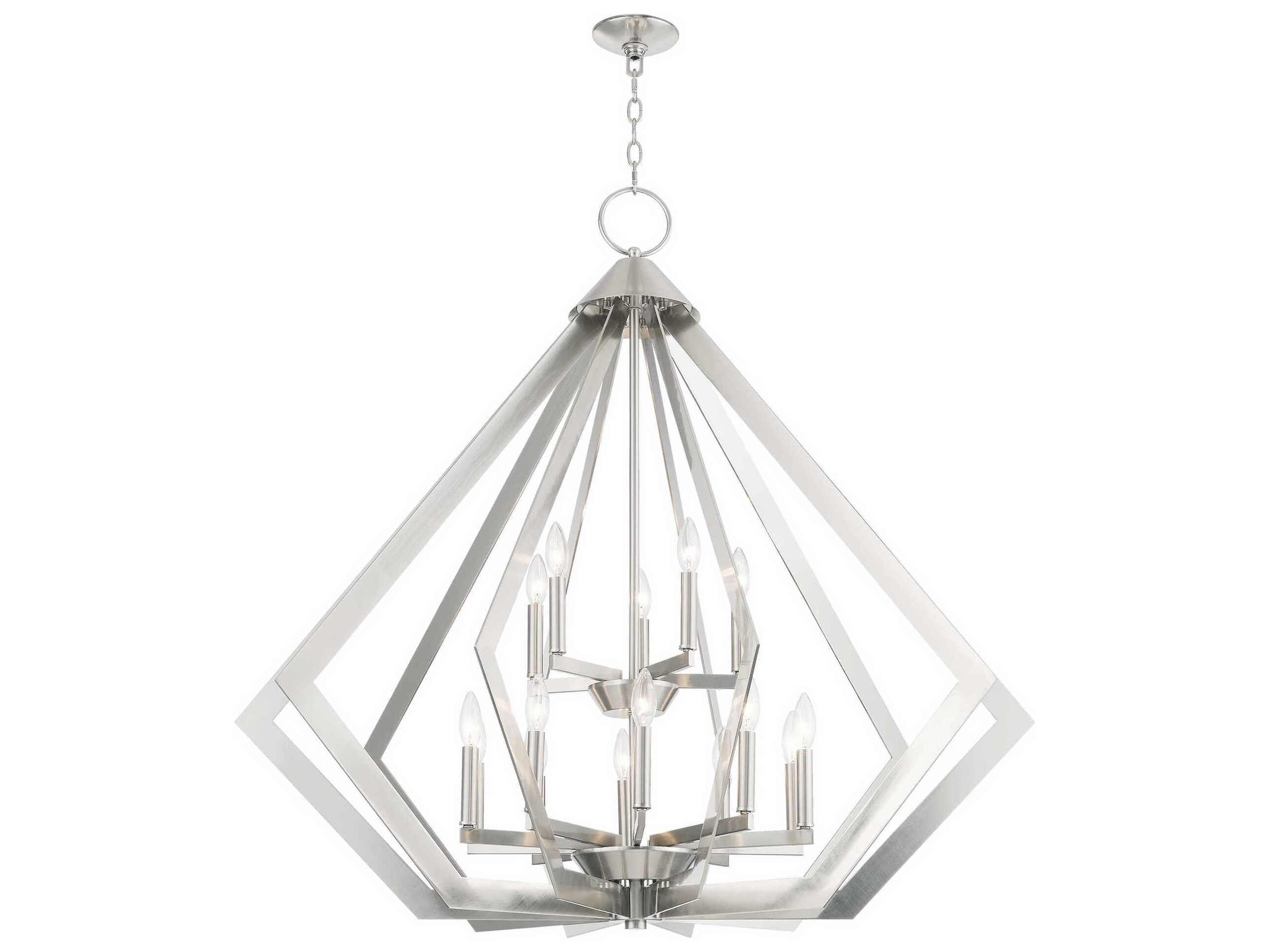 Livex Lighting Prism 15-Light Brushed Nickel Candelabra Tiered Chandelier