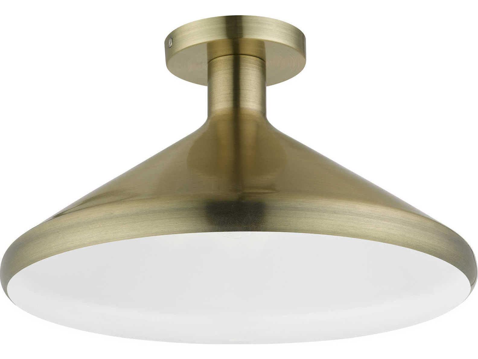 Livex Lighting Geneva 1-Light Antique Brass Semi Flush Mount