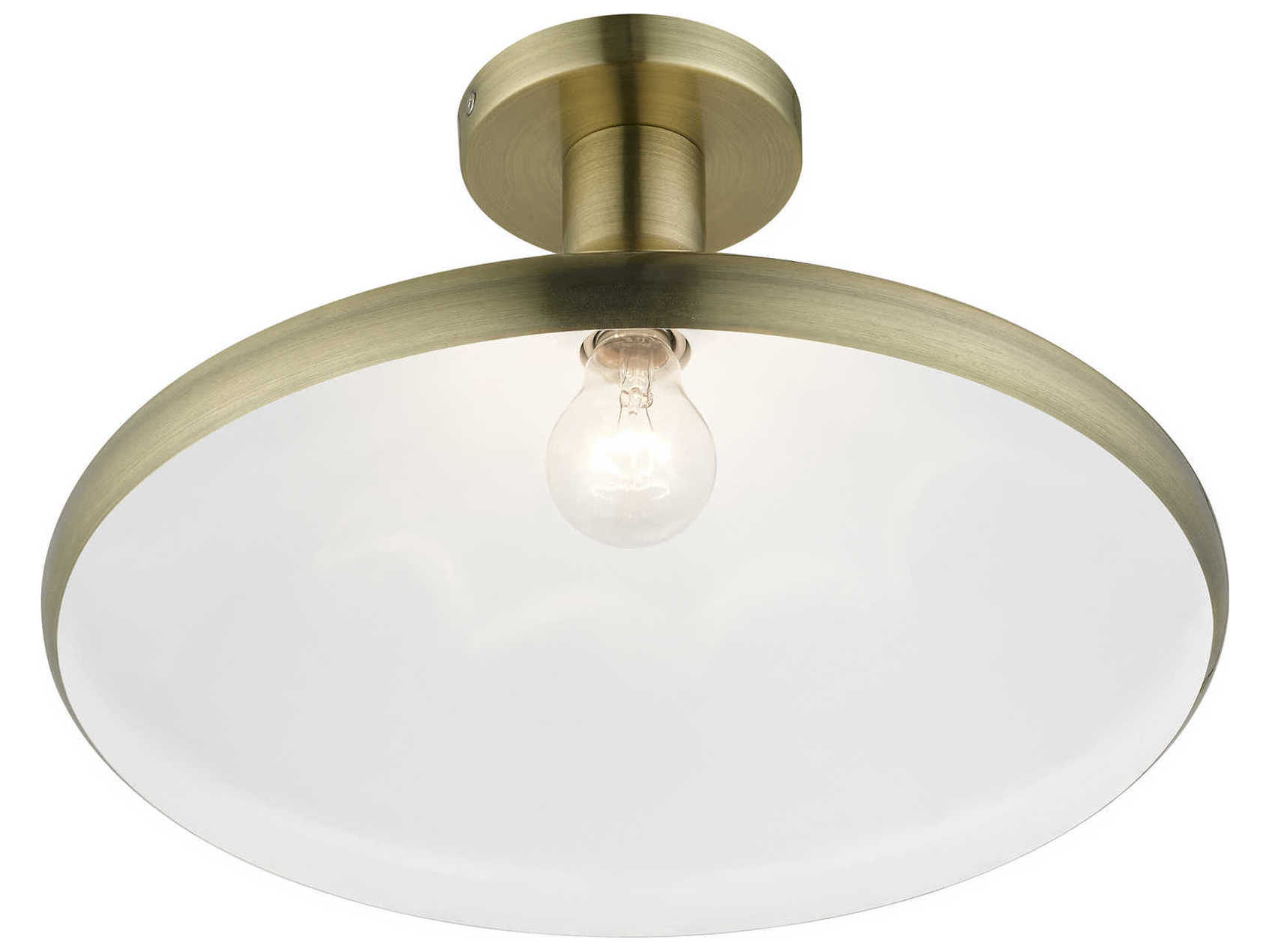 Livex Lighting Geneva 1-Light Antique Brass Semi Flush Mount