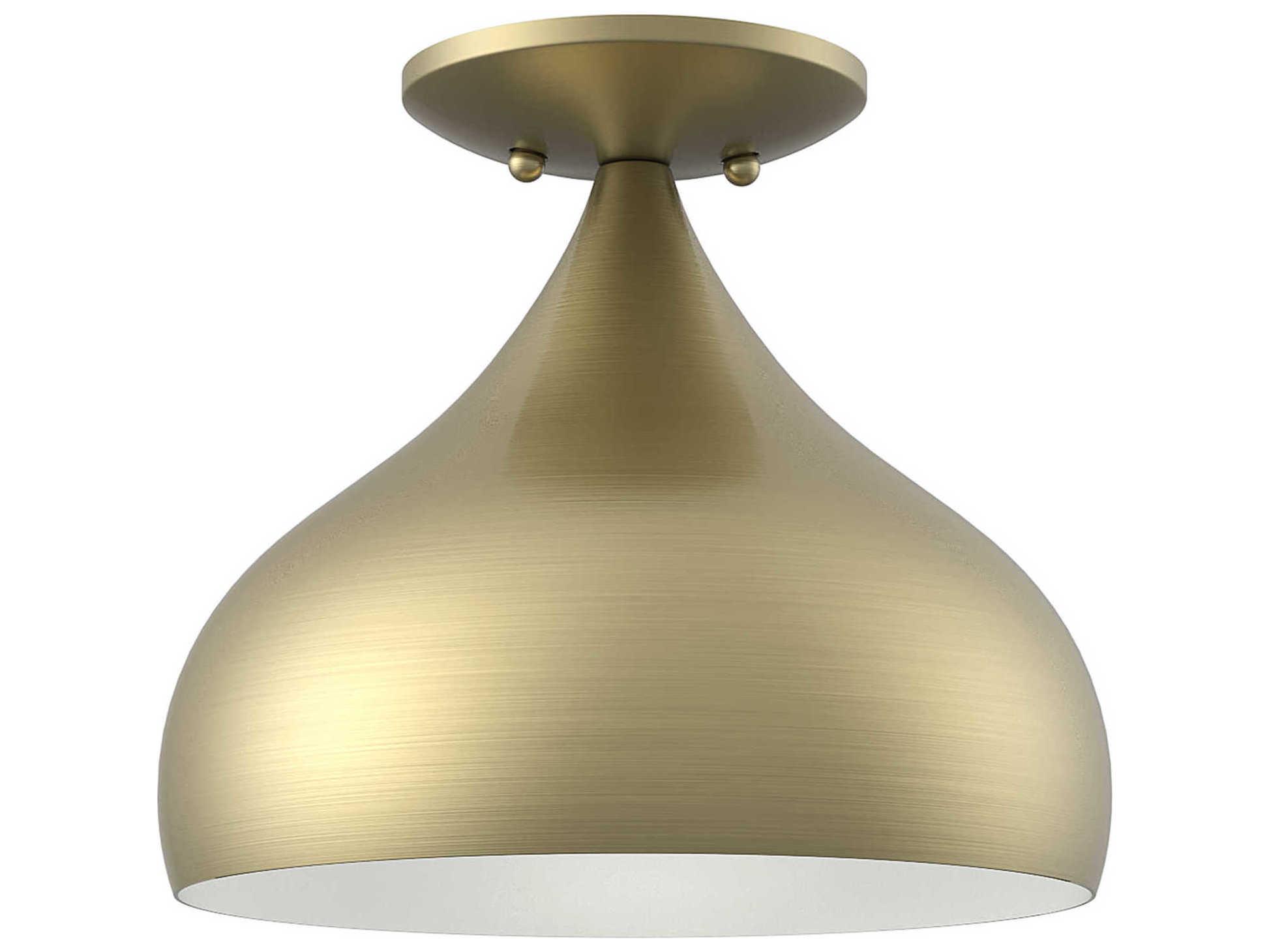 Livex Lighting Amador 1-Light Antique Brass Bell Semi Flush Mount