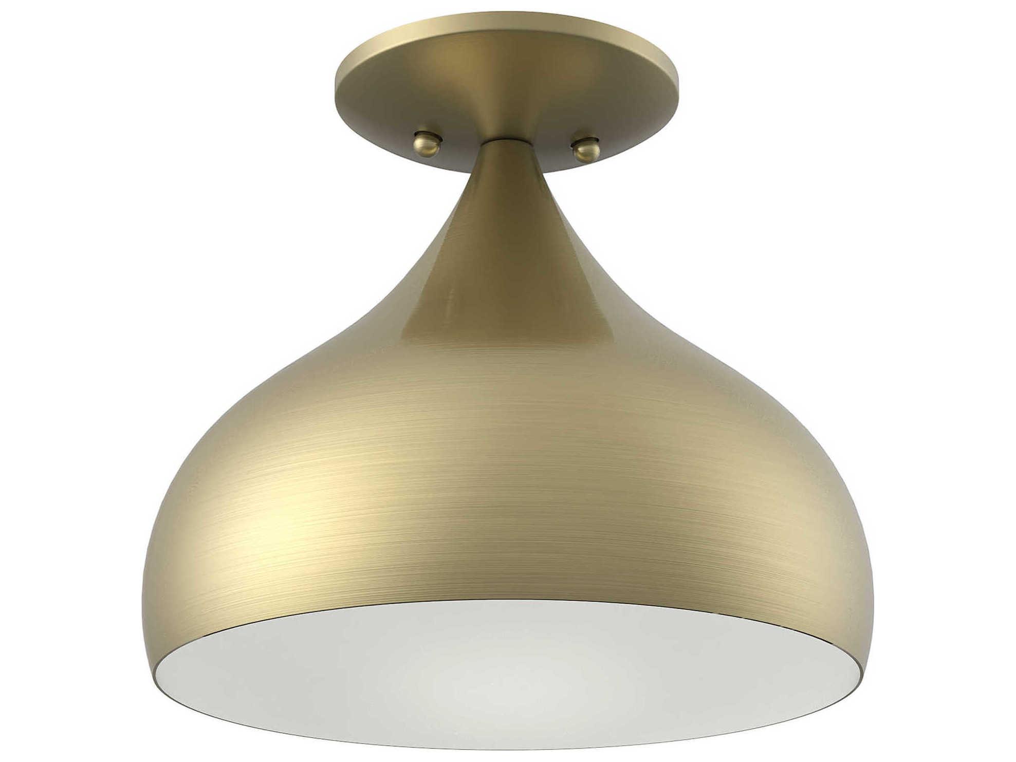 Livex Lighting Amador 1-Light Antique Brass Bell Semi Flush Mount