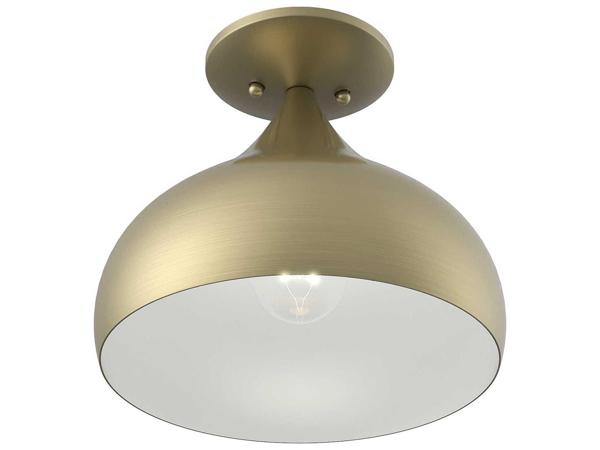 Livex Lighting Amador 1-Light Antique Brass Bell Semi Flush Mount