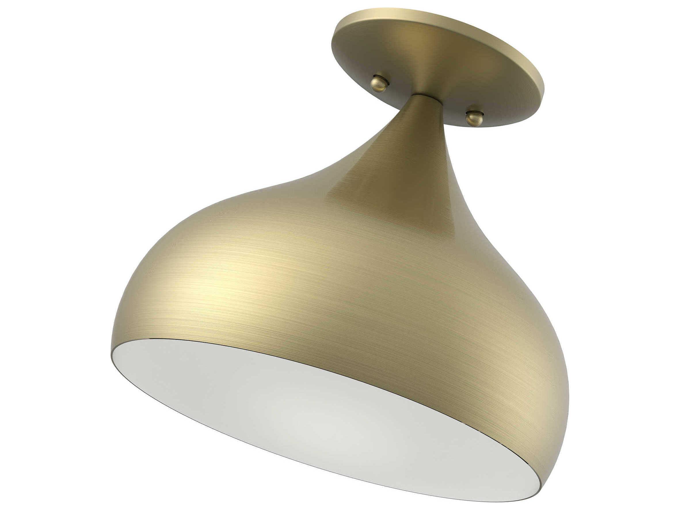 Livex Lighting Amador 1-Light Antique Brass Bell Semi Flush Mount