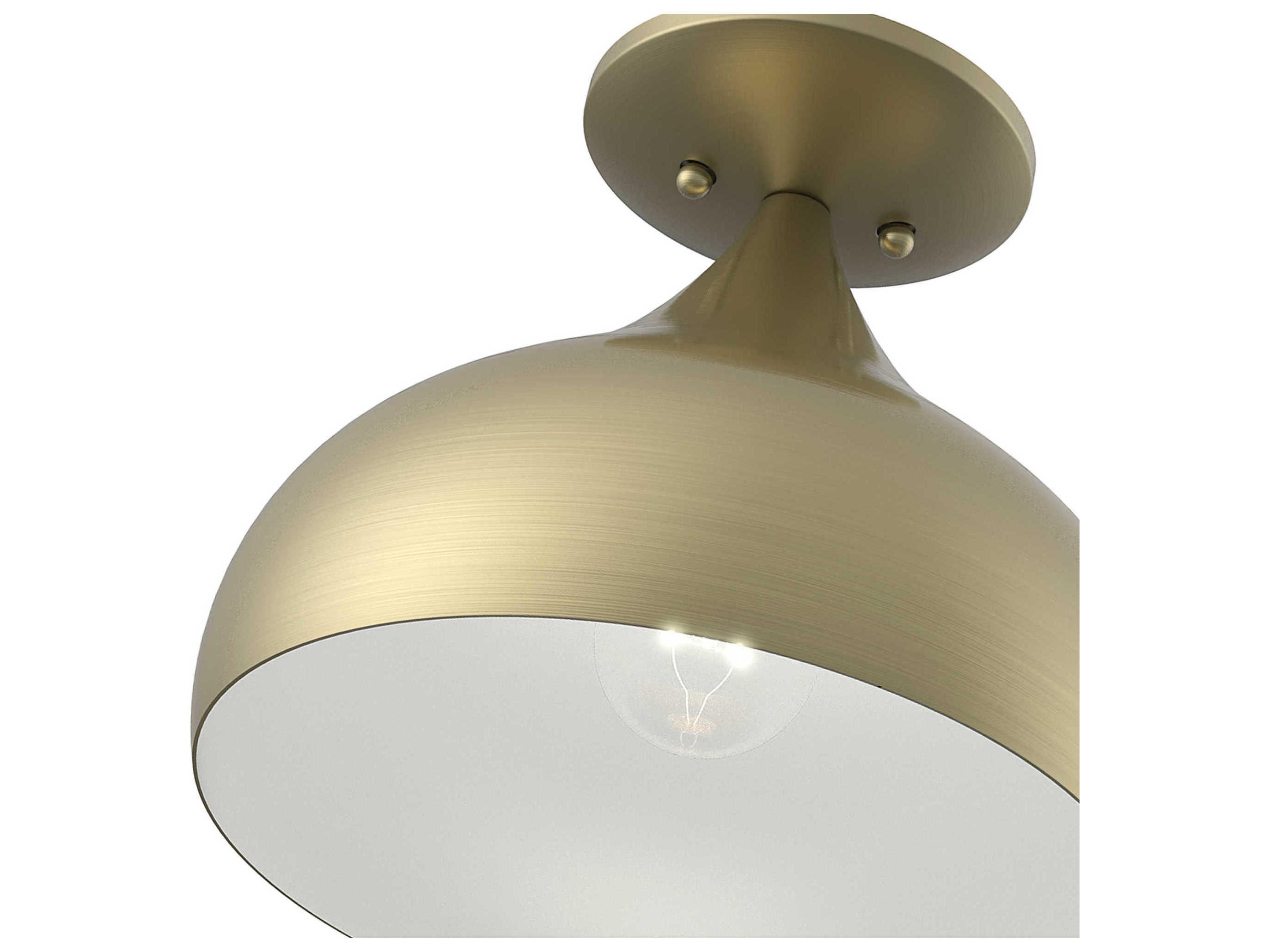 Livex Lighting Amador 1-Light Antique Brass Bell Semi Flush Mount