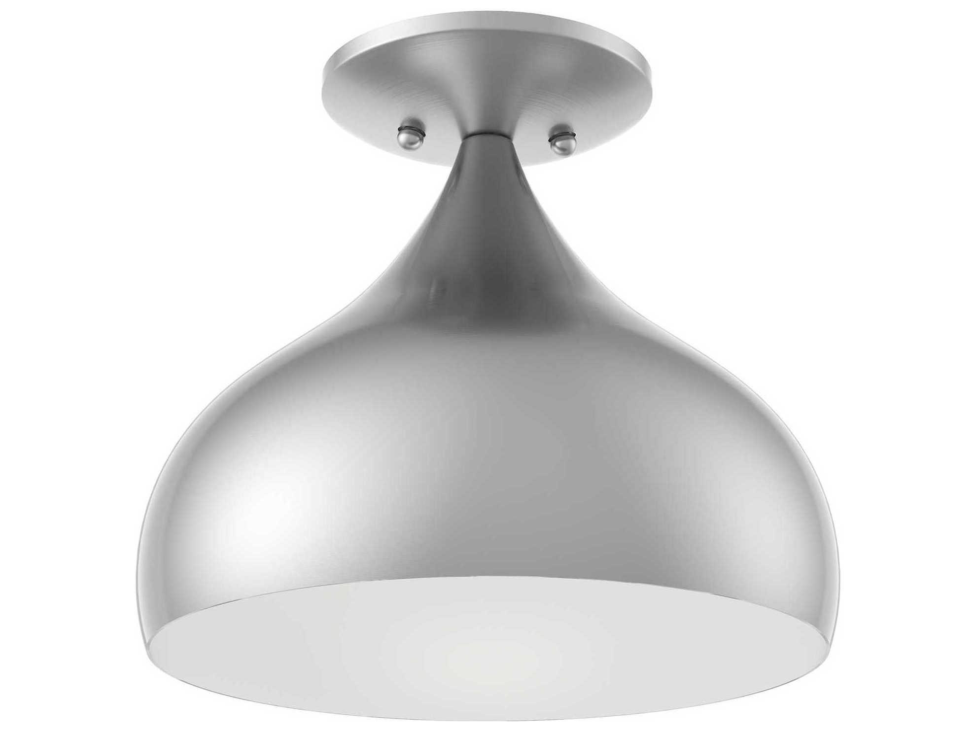 Livex Lighting Amador 1-Light Brushed Nickel Bell Semi Flush Mount