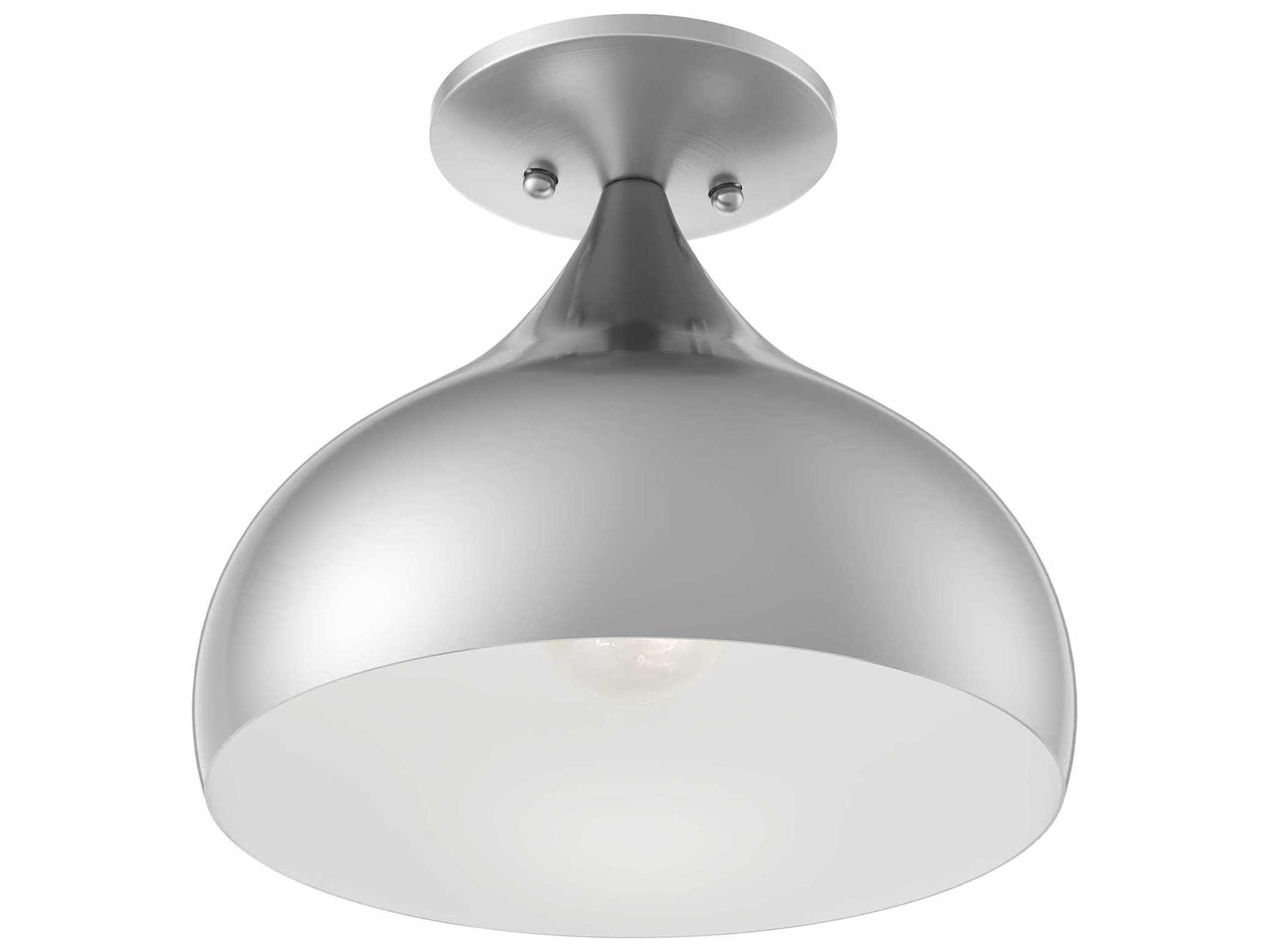 Livex Lighting Amador 1-Light Brushed Nickel Bell Semi Flush Mount