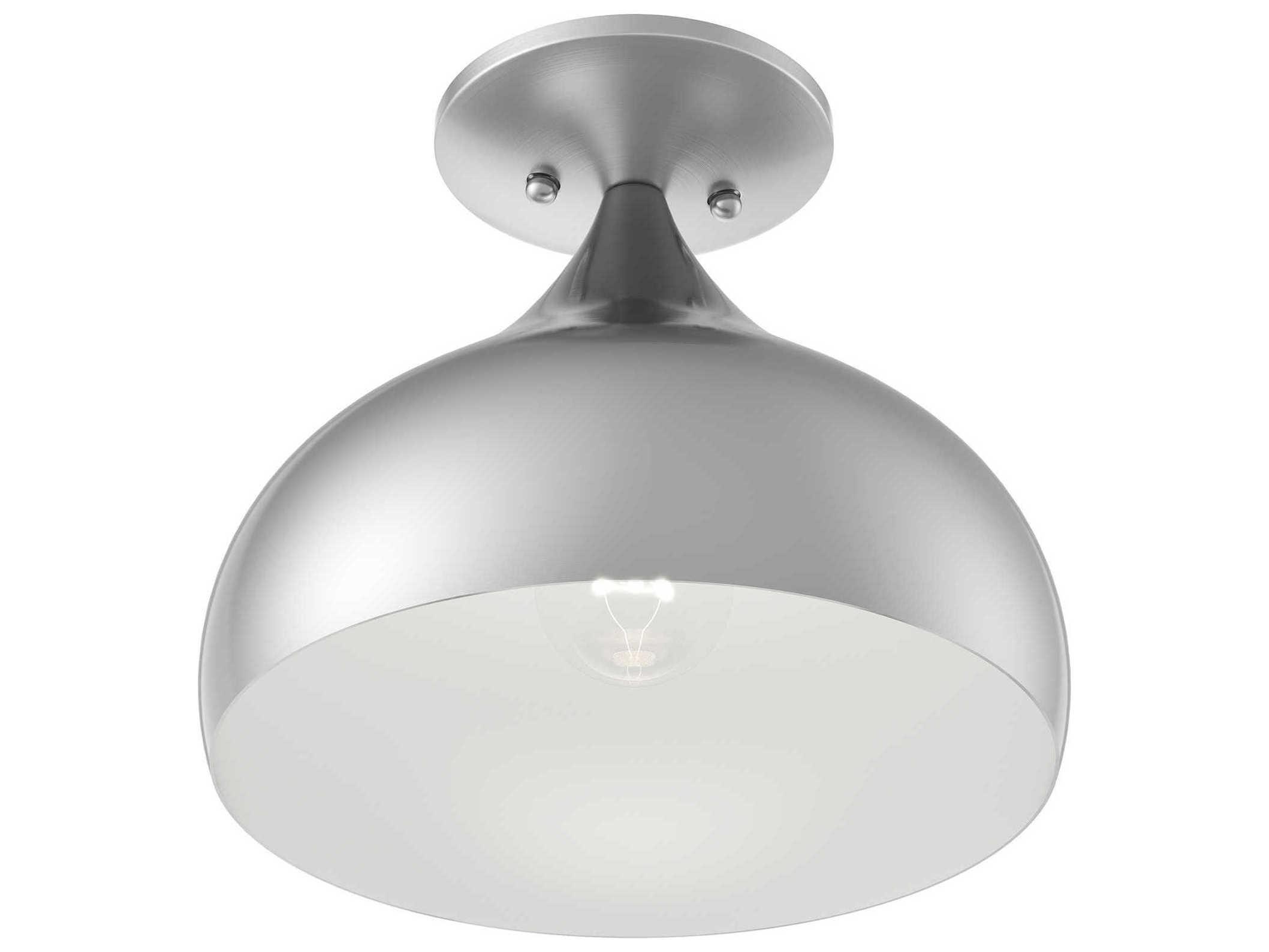 Livex Lighting Amador 1-Light Brushed Nickel Bell Semi Flush Mount