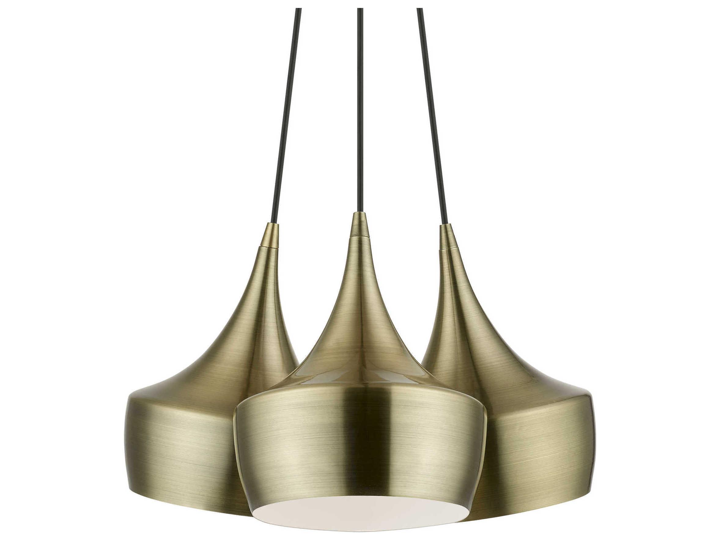 Livex Lighting Waldorf 3-Light Antique Brass White Pendant