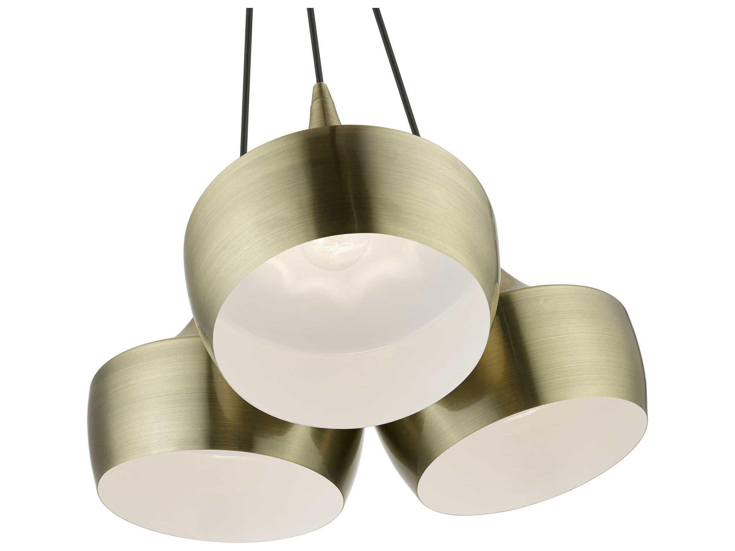 Livex Lighting Waldorf 3-Light Antique Brass White Pendant