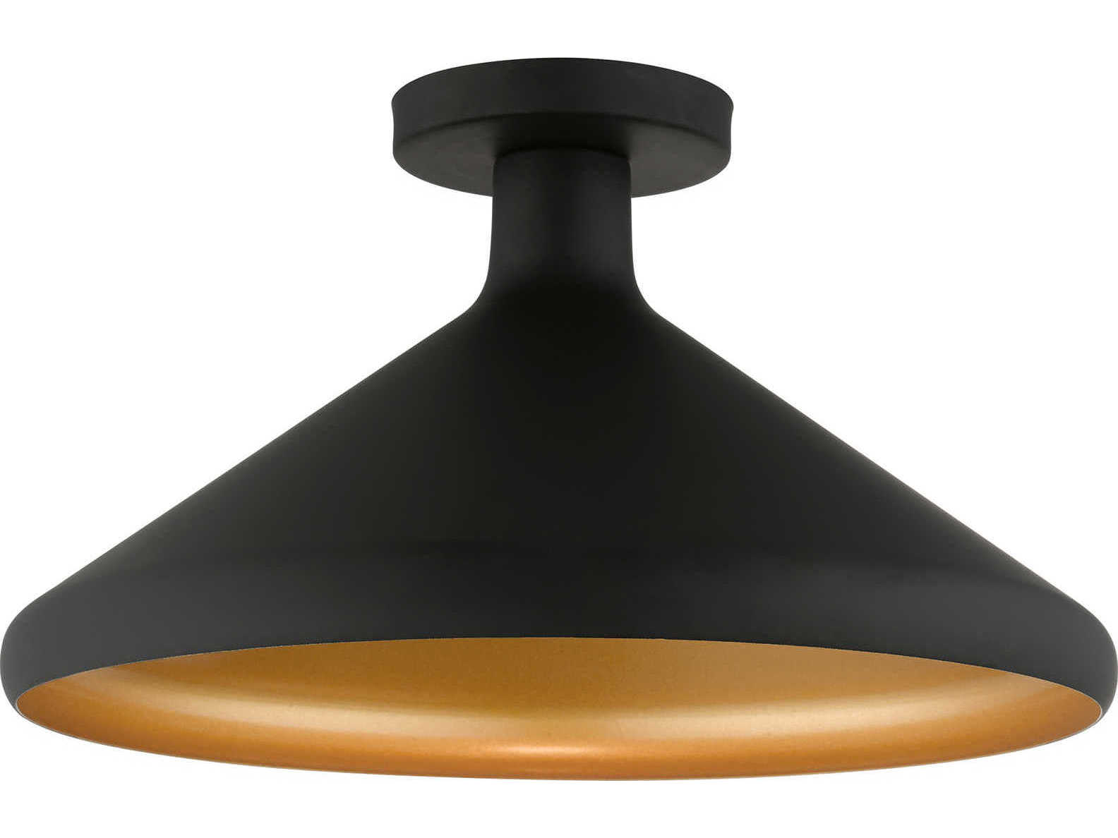 Livex Lighting Geneva 1-Light Black Semi Flush Mount