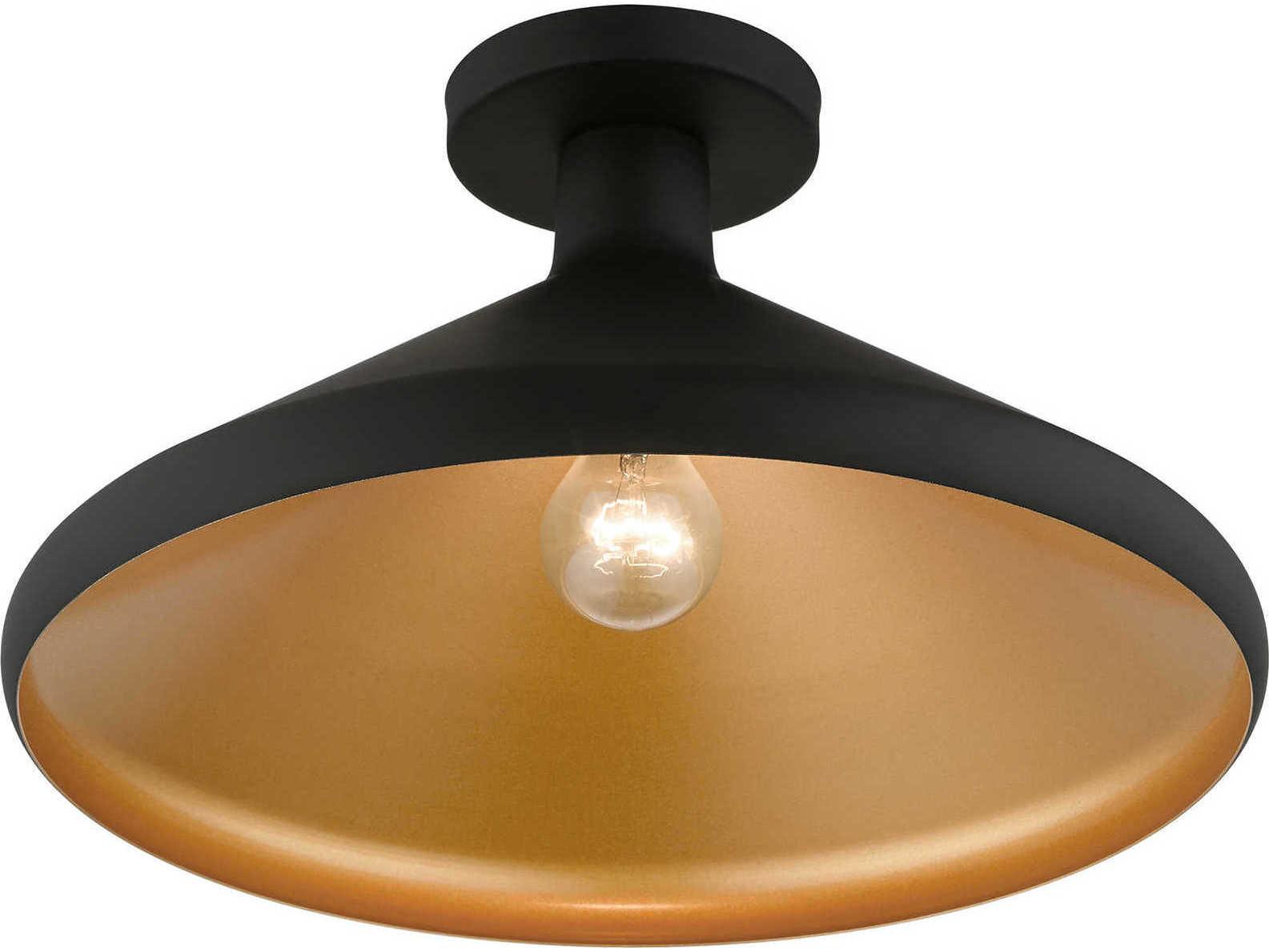 Livex Lighting Geneva 1-Light Black Semi Flush Mount