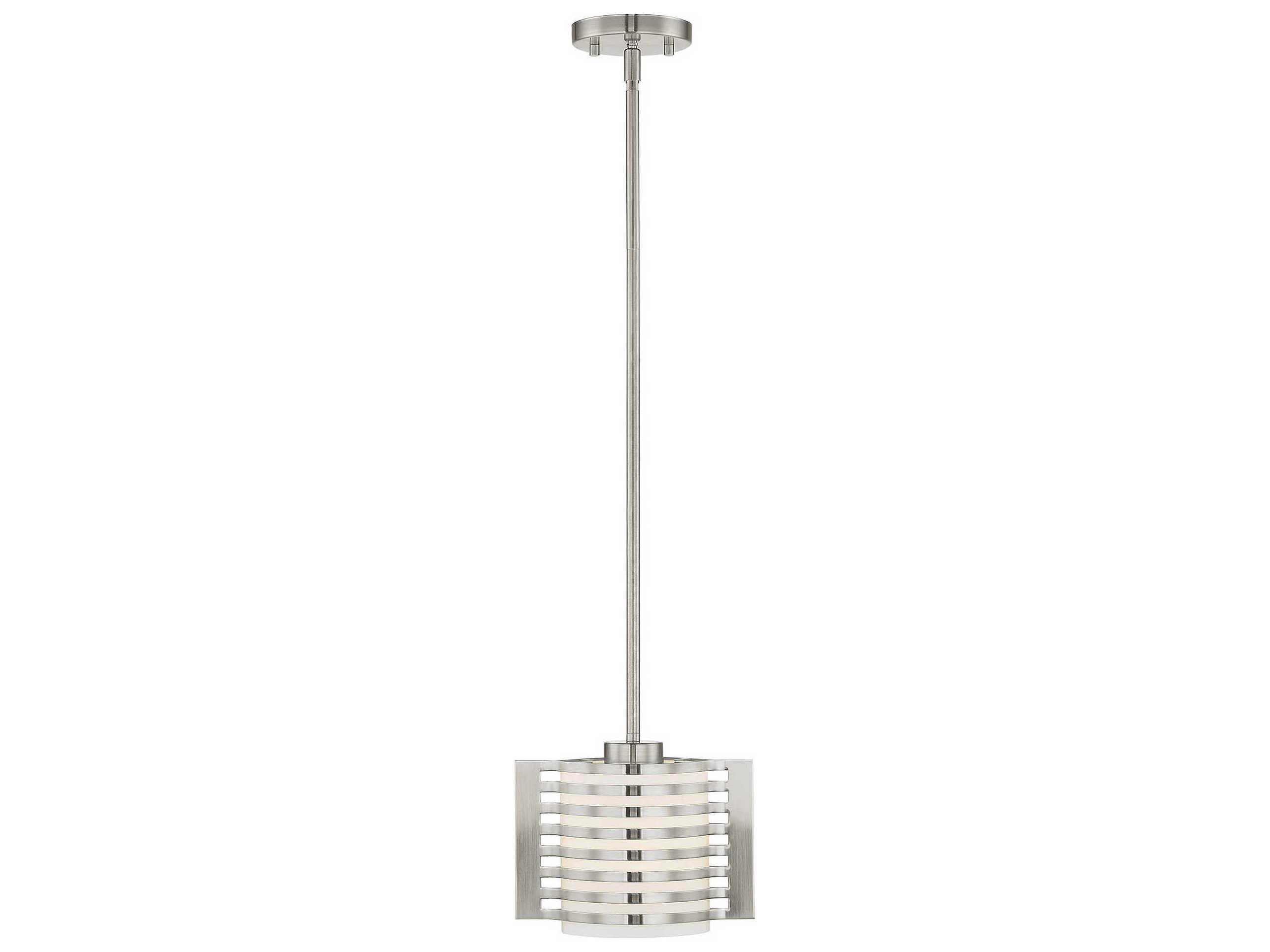 Livex Lighting Hilliard 1-Light Brushed Nickel Glass Mini Pendant