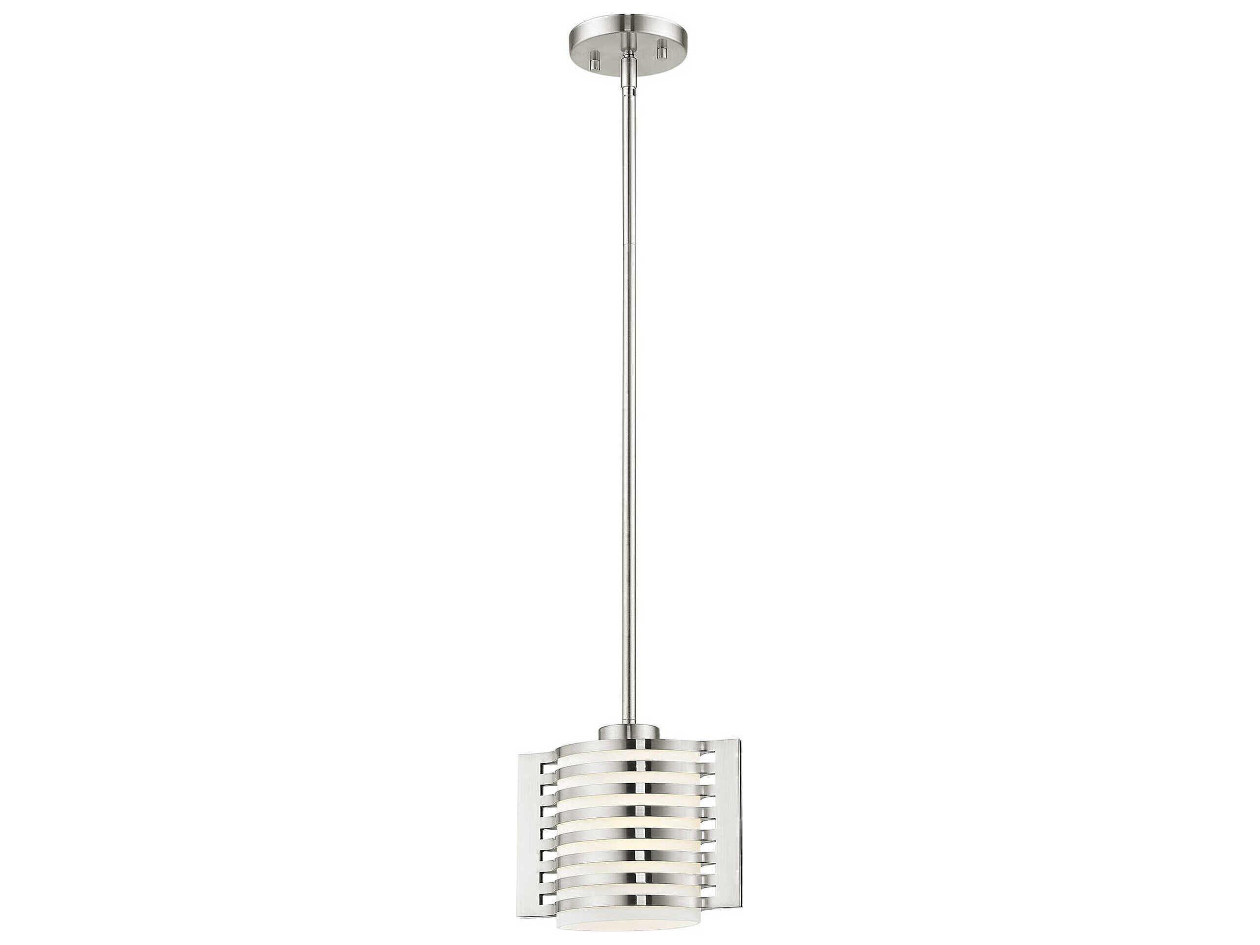 Livex Lighting Hilliard 1-Light Brushed Nickel Glass Mini Pendant
