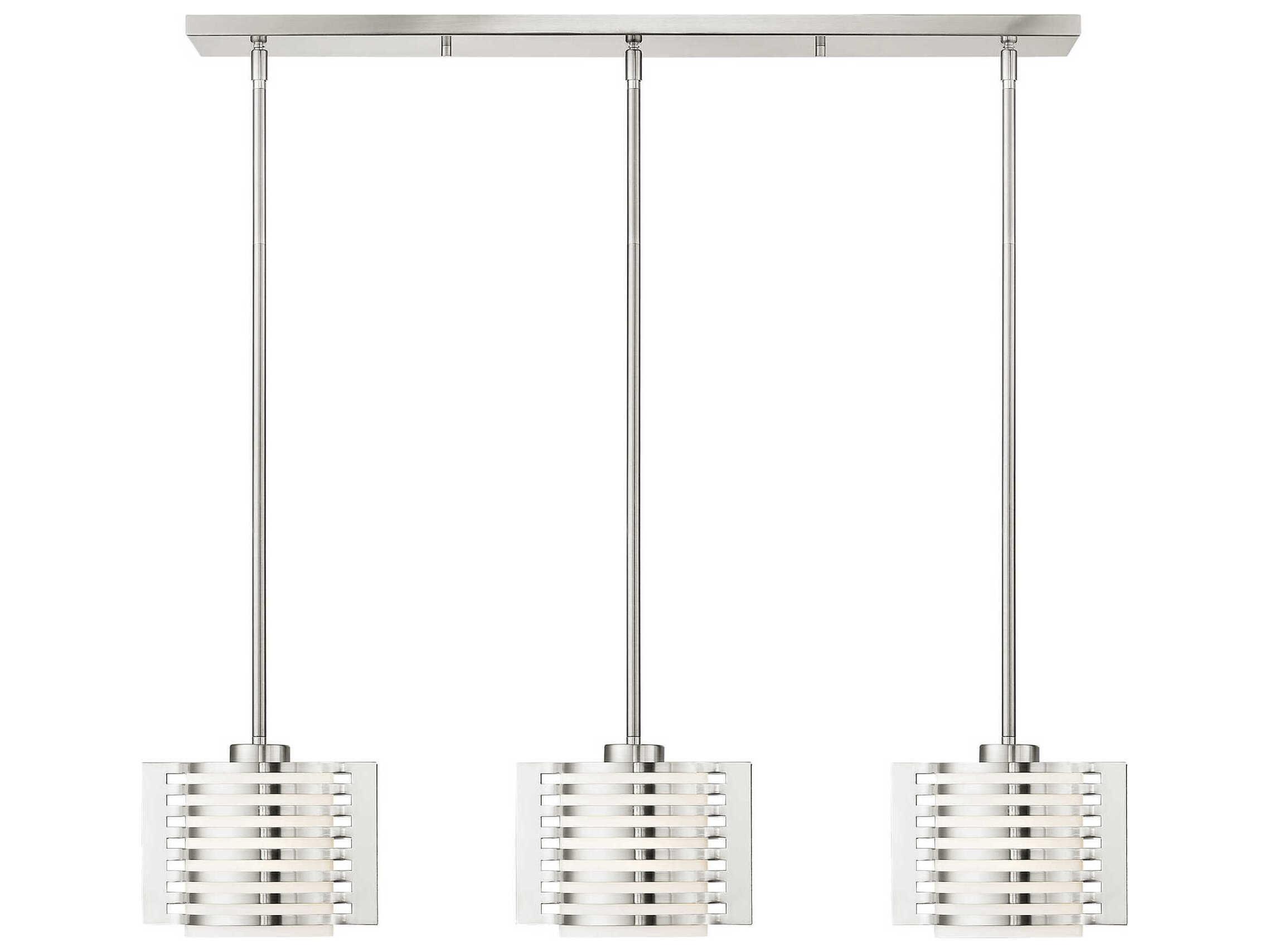 Livex Lighting Hilliard 3-Light Brushed Nickel Glass Island Pendant