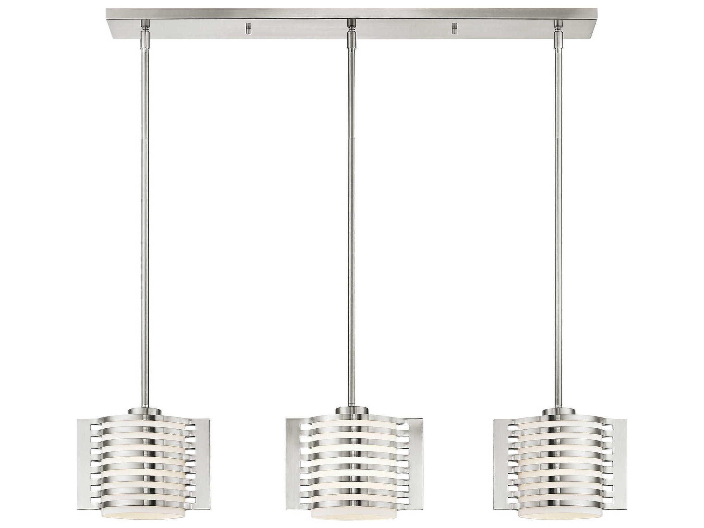 Livex Lighting Hilliard 3-Light Brushed Nickel Glass Island Pendant
