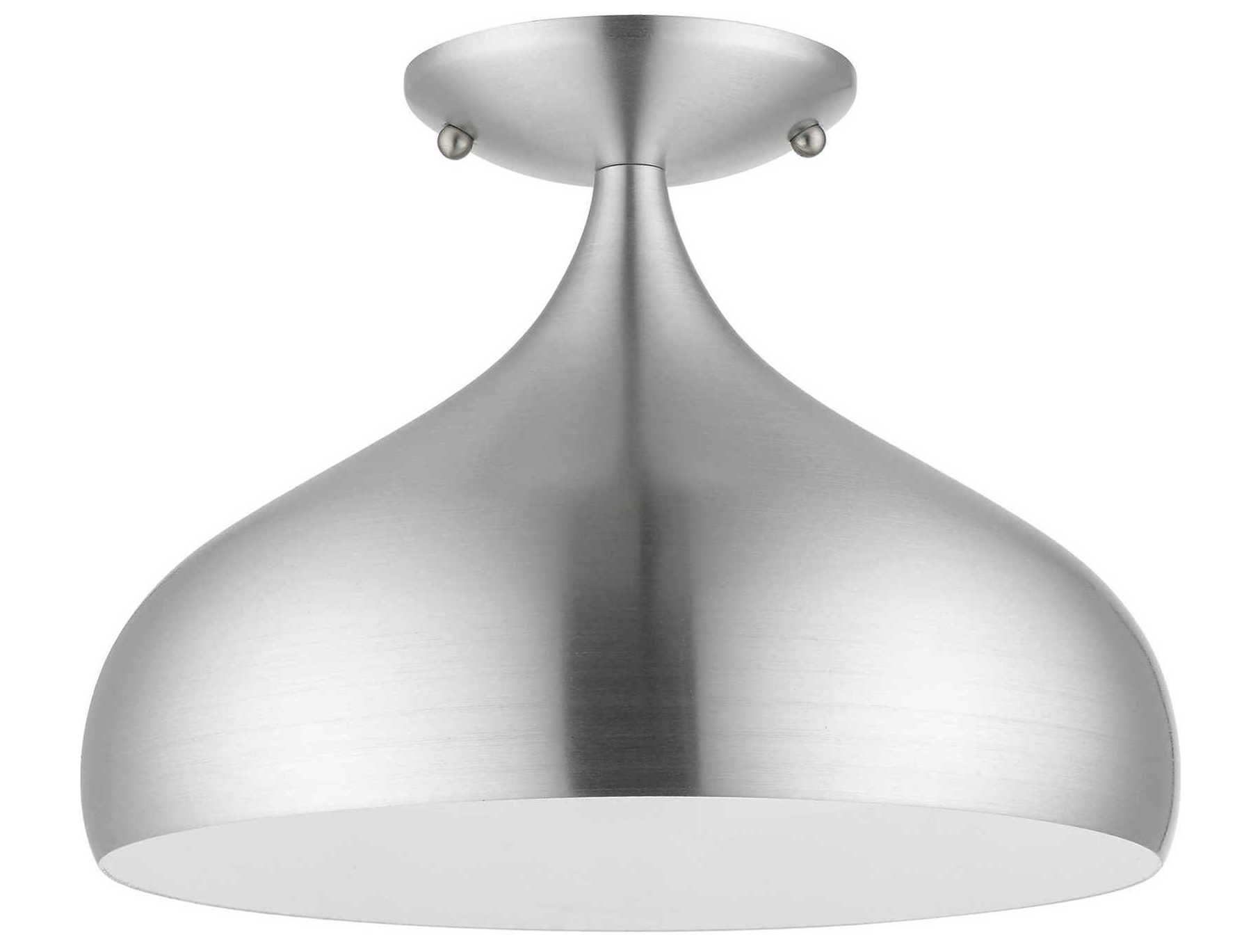 Livex Lighting Amador 1-Light Brushed Aluminum Polished Chrome Bell Flush Mount