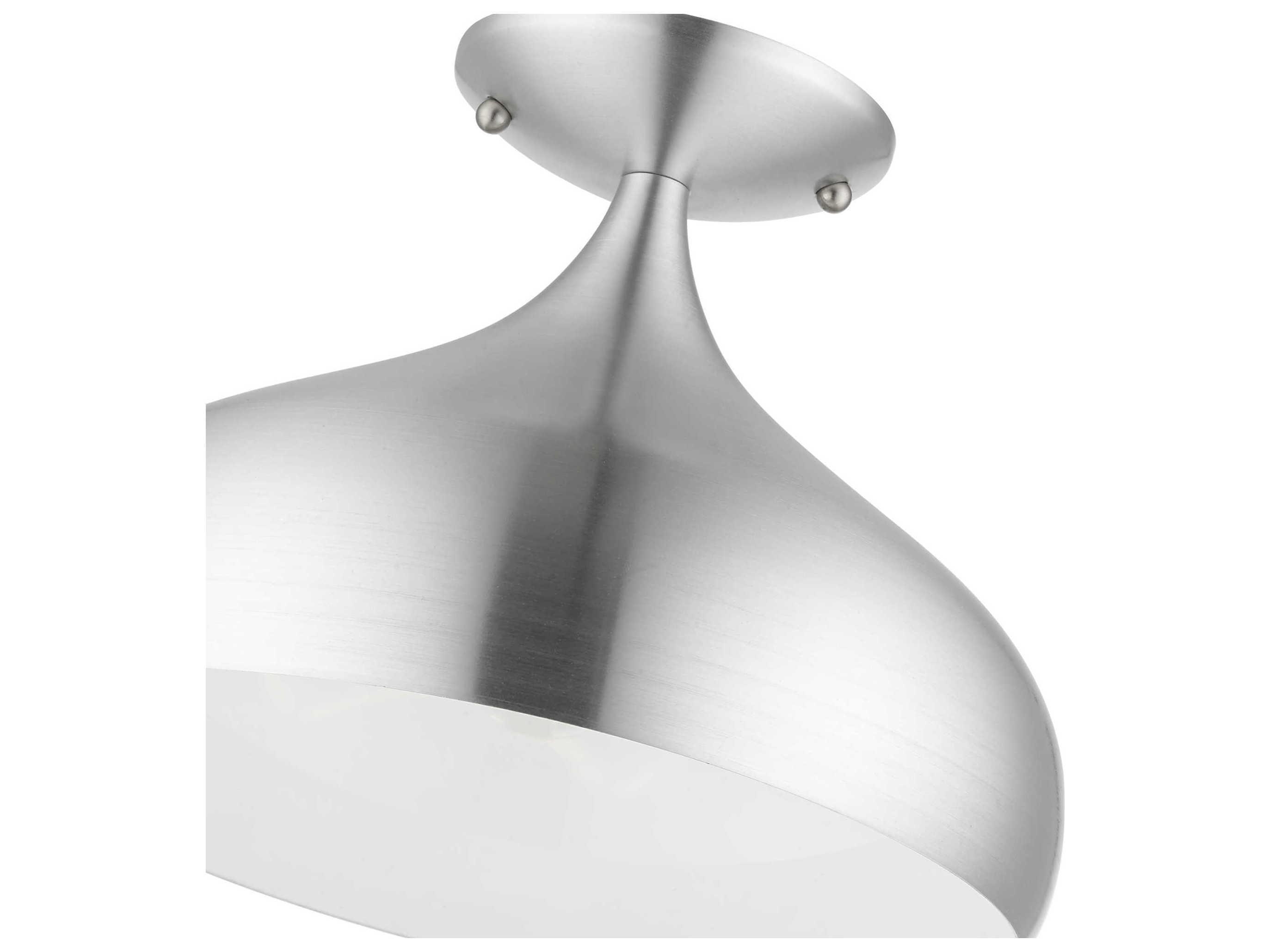 Livex Lighting Amador 1-Light Brushed Aluminum Polished Chrome Bell Flush Mount